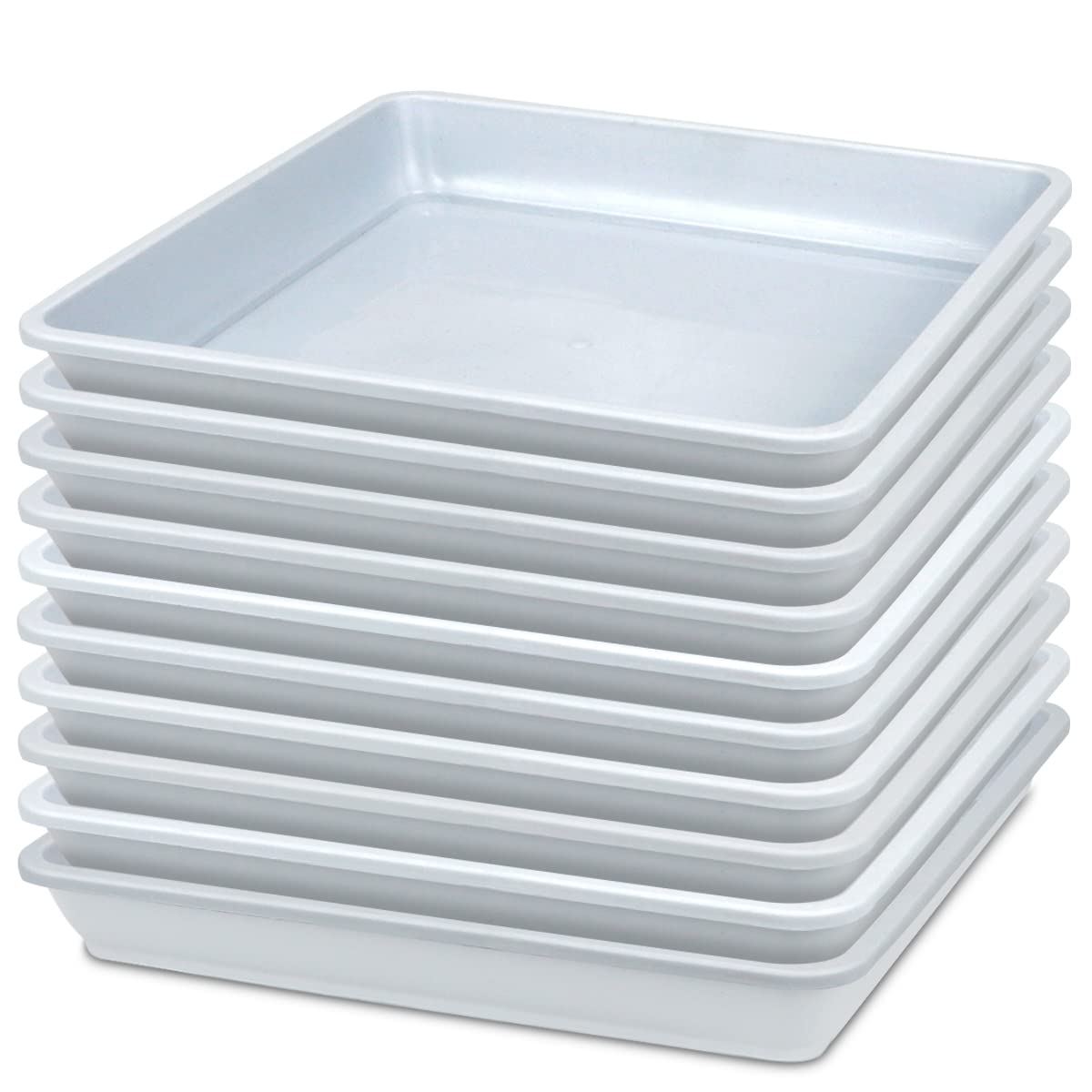 10 Pcs 6 Inch Square Plastic Plant Saucers - Heavy Duty Flower Pot Drip Trays for Indoor/Outdoor Potted Plants - Garden Planters Tray Catches Water & Soil (White) - Perfect for Home Gardening, Balcony Decor & Plant Drainage