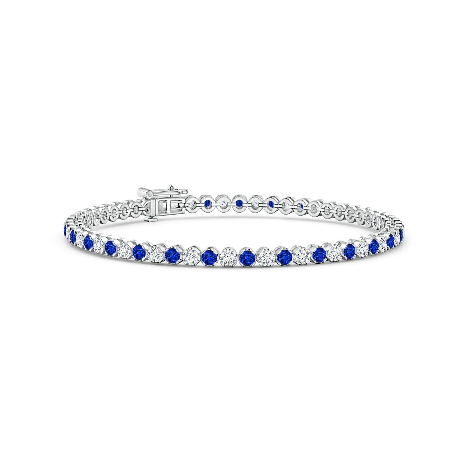 2.96 CT Classic Sapphire & Moissanite Tennis Bracelet - Elegant Jewelry for Women, Wedding, Anniversary & Special Occasion Gifts