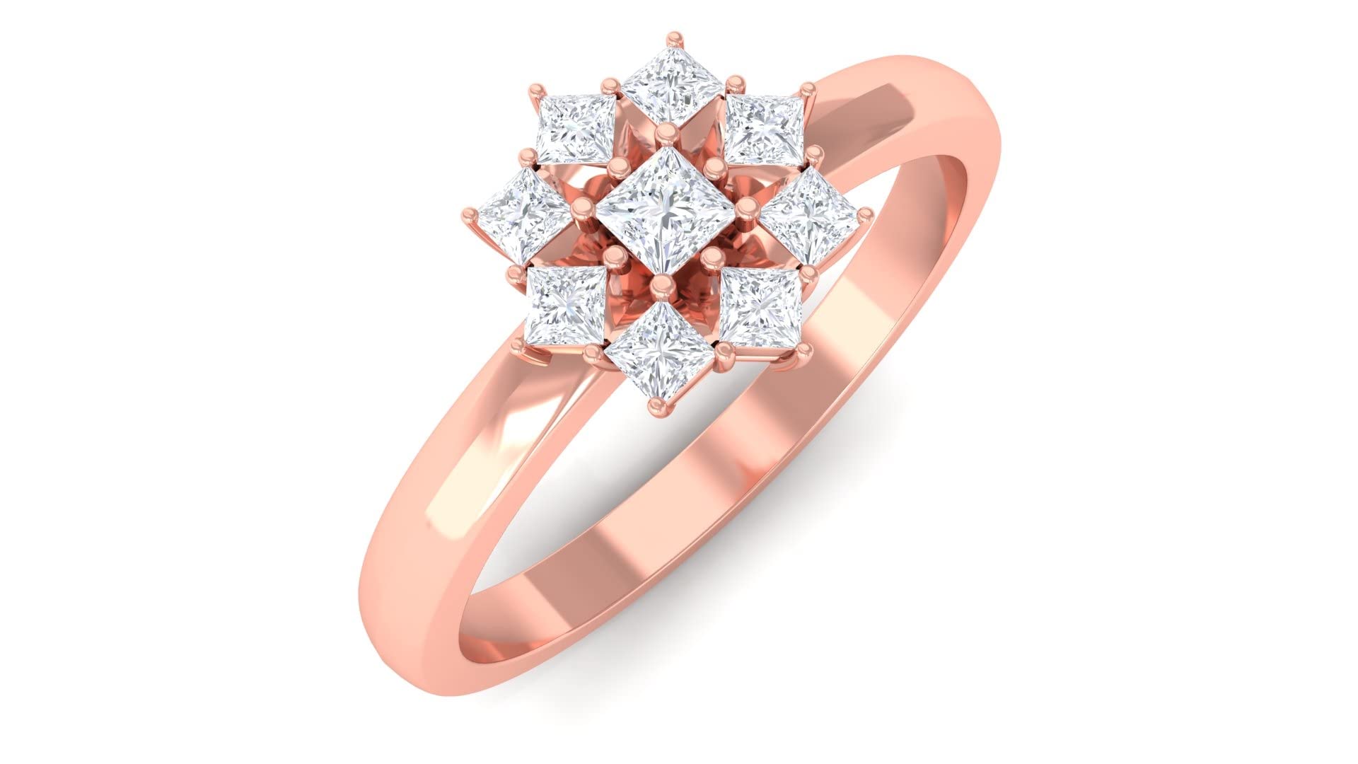 1/4 CT Princess Cut Moissanite Promise Ring for Women - Certified 14K Gold Cluster Engagement Ring - Perfect for Anniversaries, Proposals & Special Occasions
