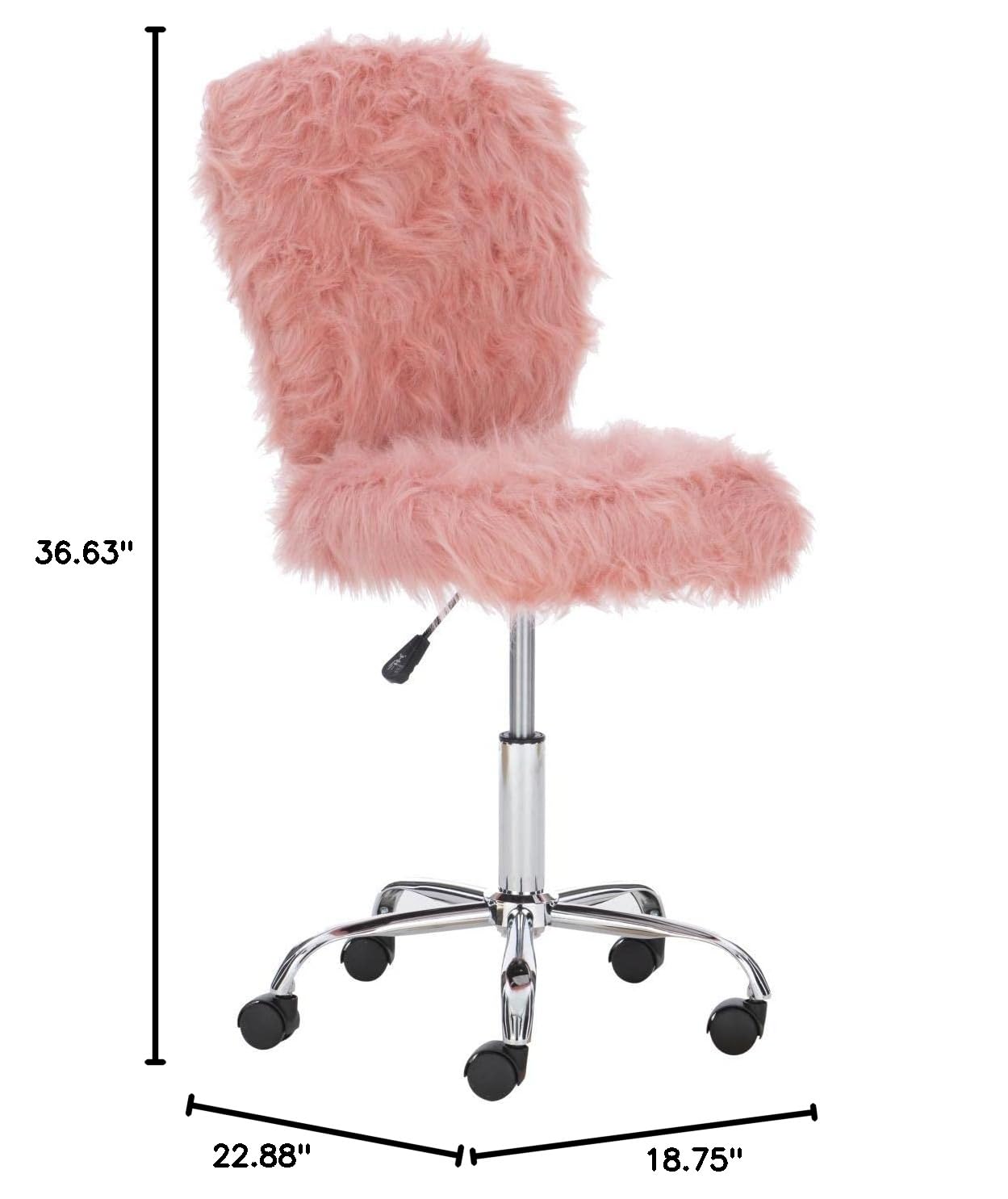 Linon Faux Flokati Armless Office Chair in Blush Pink - Modern Comfort for Home Office, Study & Workspace - Soft Velvet Accent Chair for Work & Relaxation