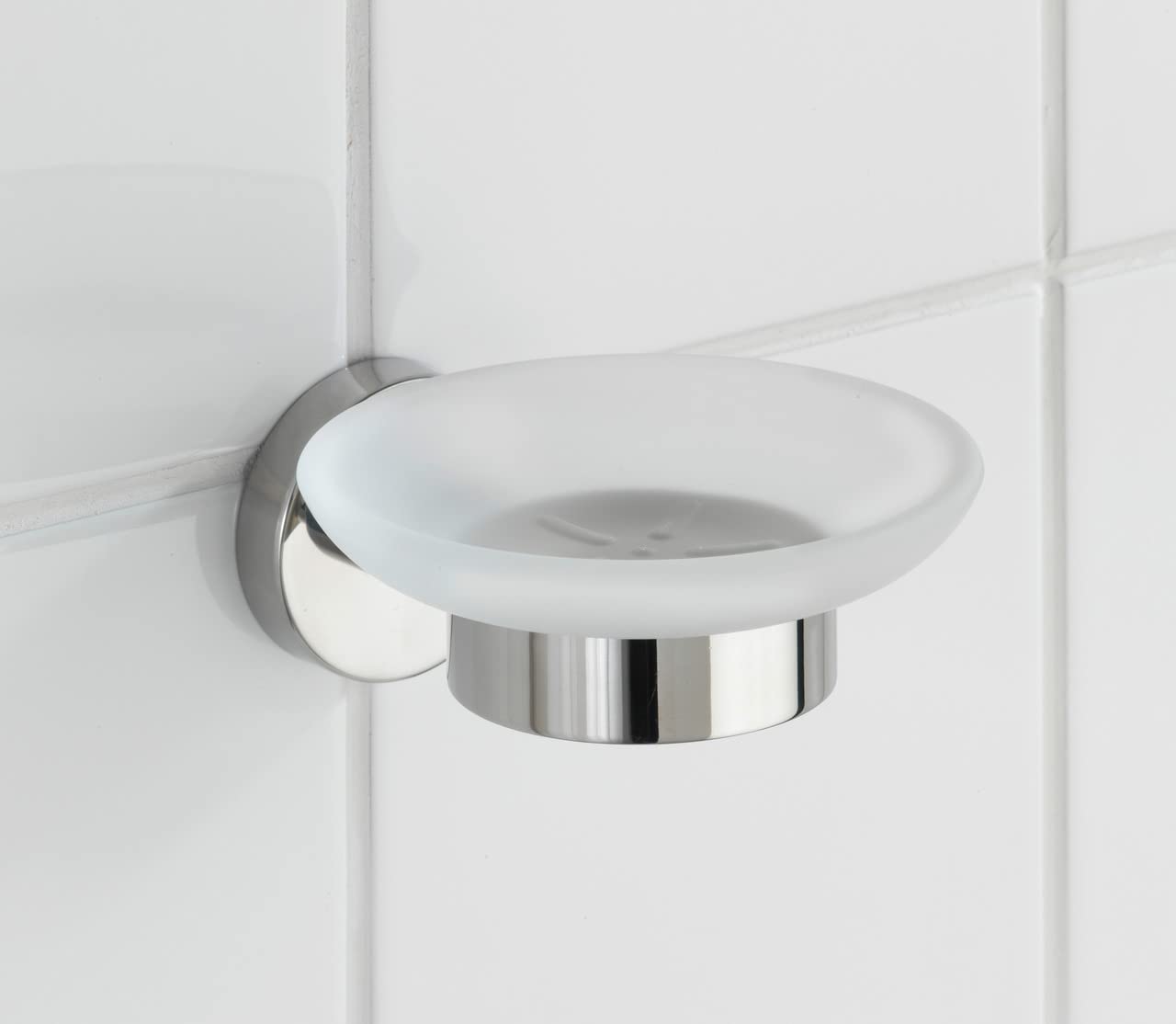 Wenko Bosio Stainless Steel Soap Dish - Shiny Silver & Transparent Design for Bathroom, Kitchen Sink, or Shower Organizer