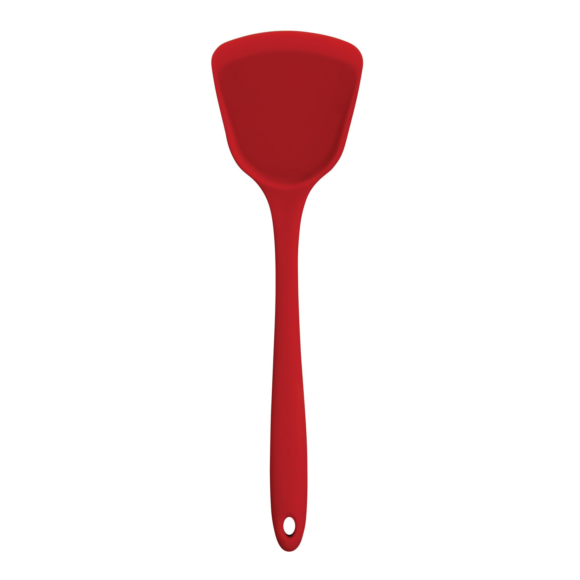 Asian Kitchen Silicone Wok Turner & Stir Fry Spatula - 13 Inch Heat Resistant Cooking Utensil for Nonstick Pans - Red Kitchen Tool for Sauteing, Flipping & Stir-Frying