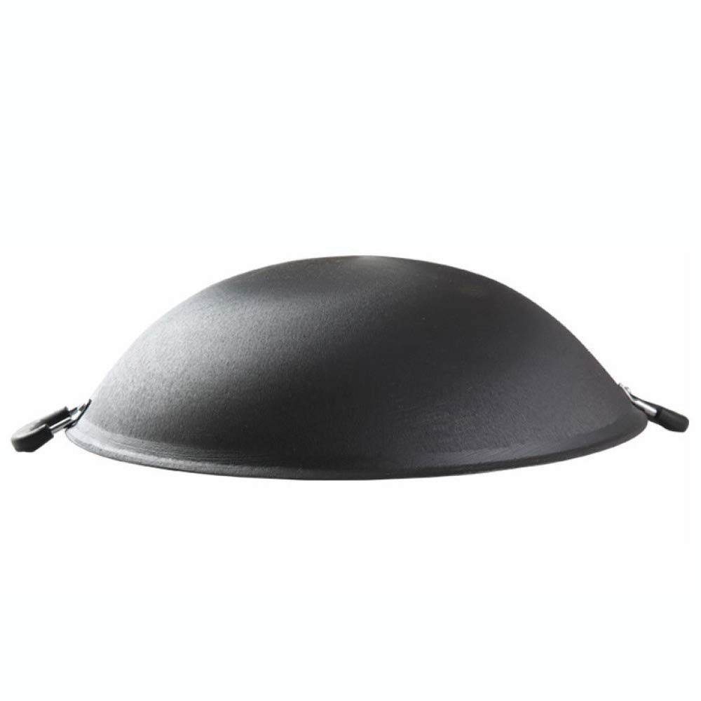Vintage Cast Iron Wok Pan - 54cm Round Bottom Uncoated Non-Stick Wok Pot with Double Ears for Stir Fry, Deep Frying & Asian Cooking - Perfect for Home Kitchen & Restaurant Use