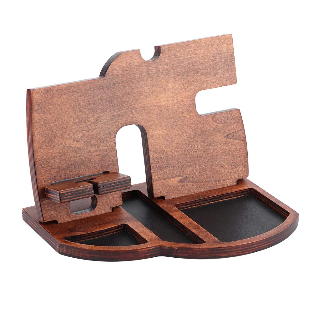 Wooden Phone Stand with Wallet & Watch Holder - Desktop Organizer for Home & Office - Perfect for Desk Accessories, Workspace Organization, and Minimalist Decor