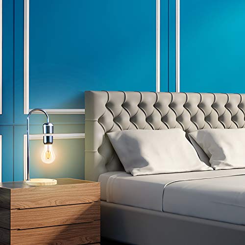 Unique Modern Levitating Lamp with Floating Light & Qi Wireless Charger - Minimalist Home Decor, Warm Night Light for Bedroom, Office, or Gift (Silver Bulb) | Perfect for Relaxation, Meditation & Tech Lovers