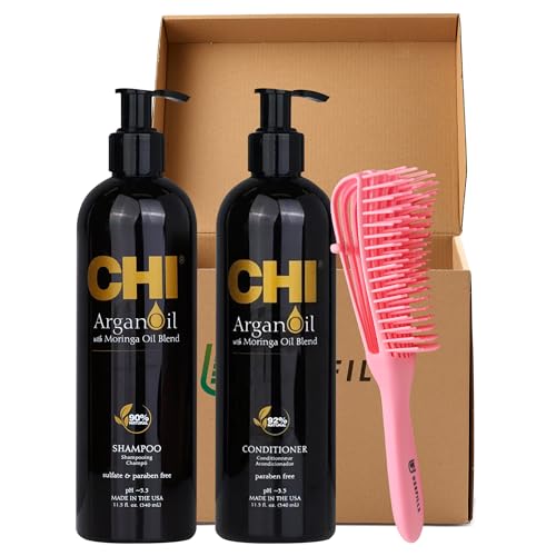 **Chi Argan Oil & Moringa Oil Shampoo & Conditioner Set for Women - 2-Piece Hair Care Bundle with Detangling Brush | Hydrating, Repairing & Smoothing | Perfect for Dry, Damaged & Curly Hair - by USEFILL5**
