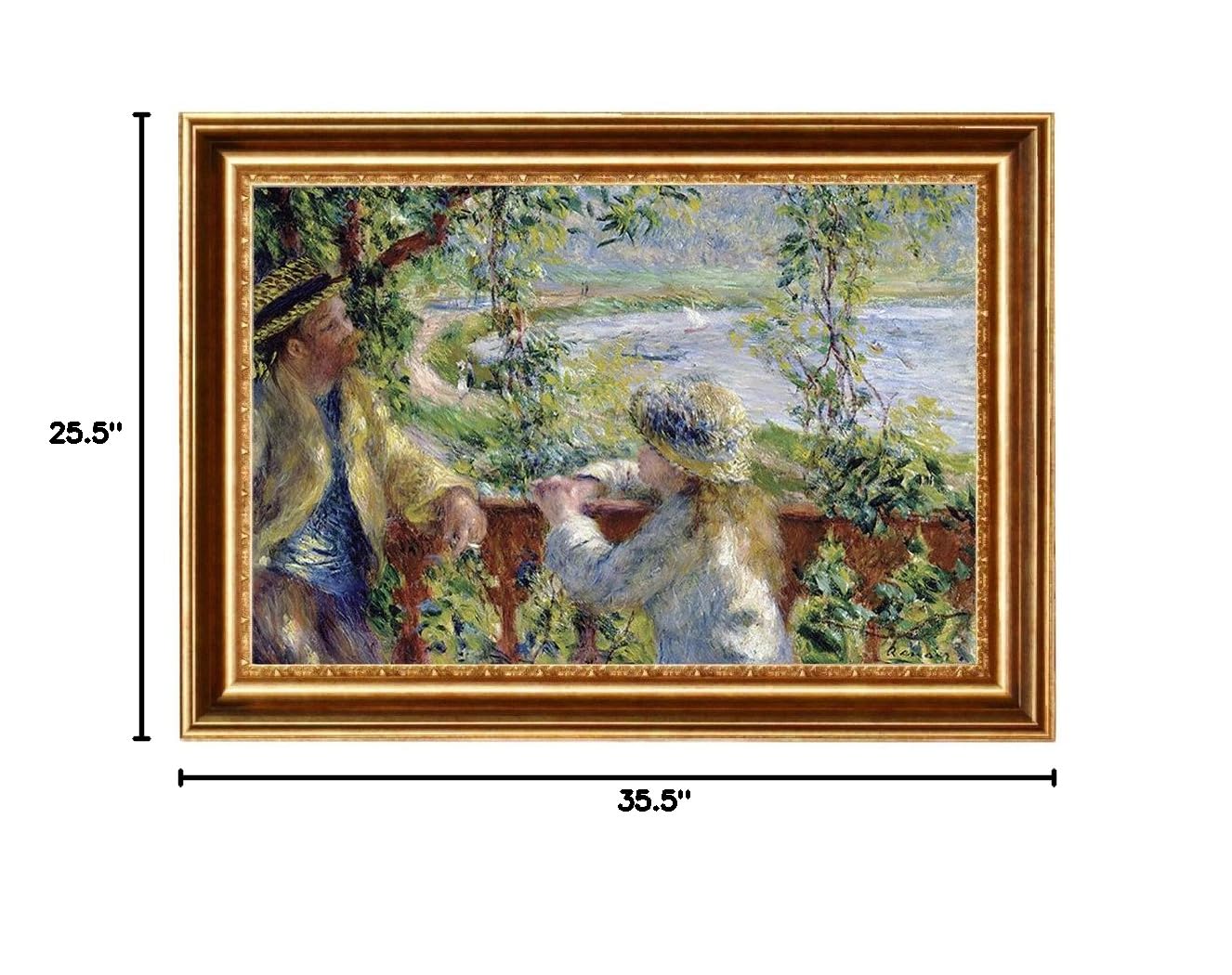 EliteArt Renoir 'By the Water' Oil Painting Reproduction - Framed Giclee Canvas Wall Art 25.5x35.5 Inches - Perfect for Living Room, Bedroom & Office Decor