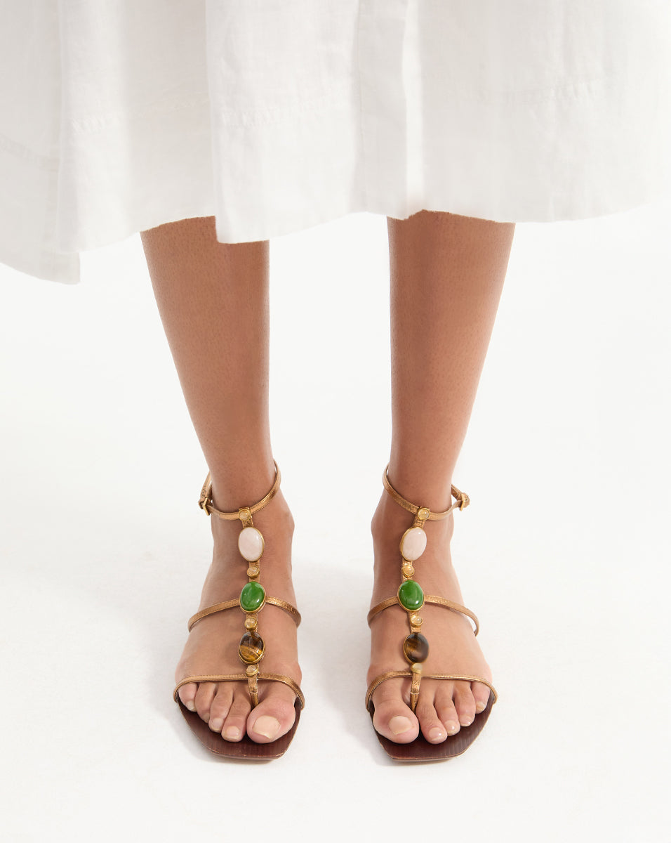 Alba Gemstone Sandal - Elegant Women's Beaded Flip Flops with Crystals | Comfortable Summer Beach Sandals for Vacation, Pool Party & Boho Fashion