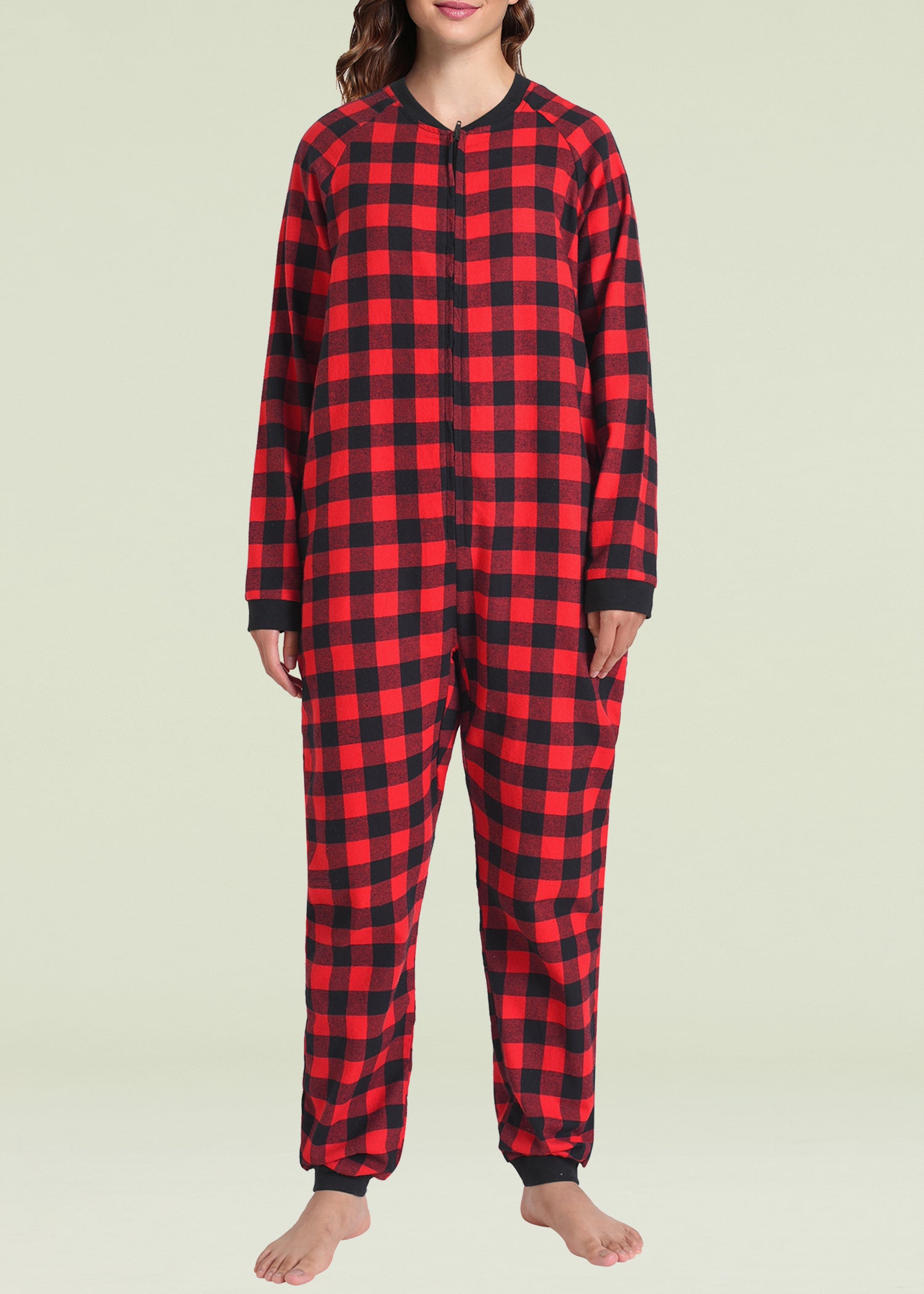 Women's Flannel Zipper Onesie Pajamas - Long Sleeve Soft Fleece Jumpsuit for Winter Sleepwear & Lounge Wear - Cozy Home Outfit for Cold Nights, Movie Nights and Relaxation