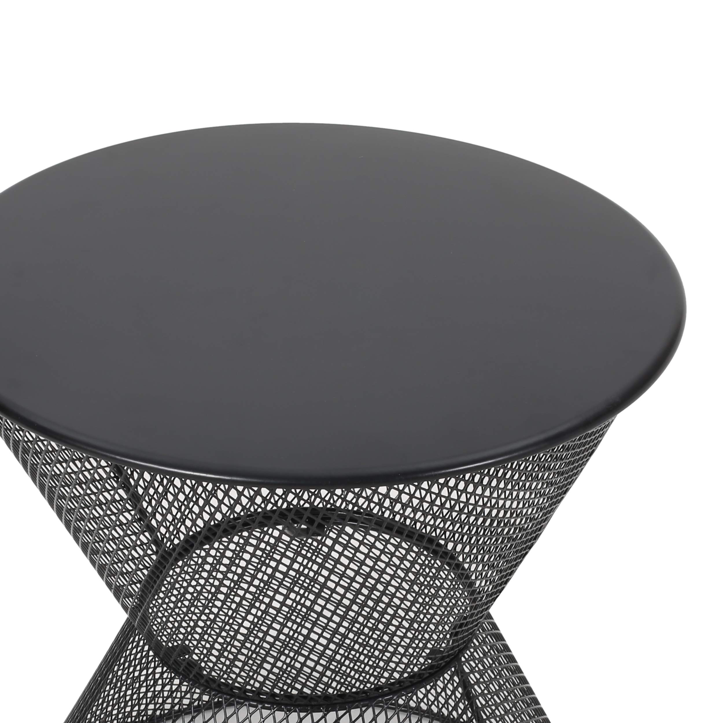 Modern Outdoor Iron Side Table - Matte Black Finish - Durable & Stylish Patio Furniture for Garden, Poolside, or Balcony Decor