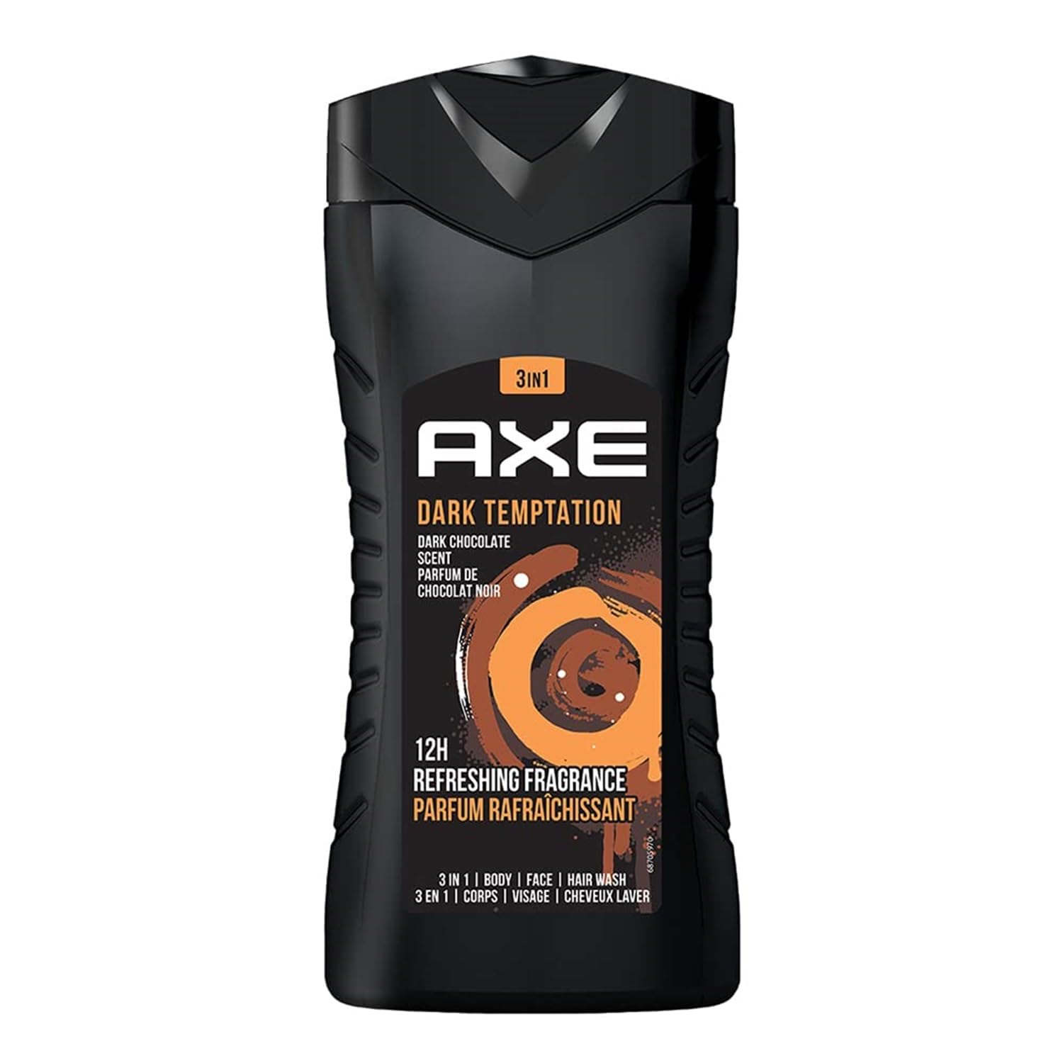 Axe Dark Temptation 3-in-1 Body Wash, Face Wash & Shampoo for Men - Long Lasting Dark Chocolate Scent, Natural Ingredients, Odor & Bacteria Protection, Dermatologist Tested (400ml) - Perfect for Gym, Travel & Daily Shower Routine