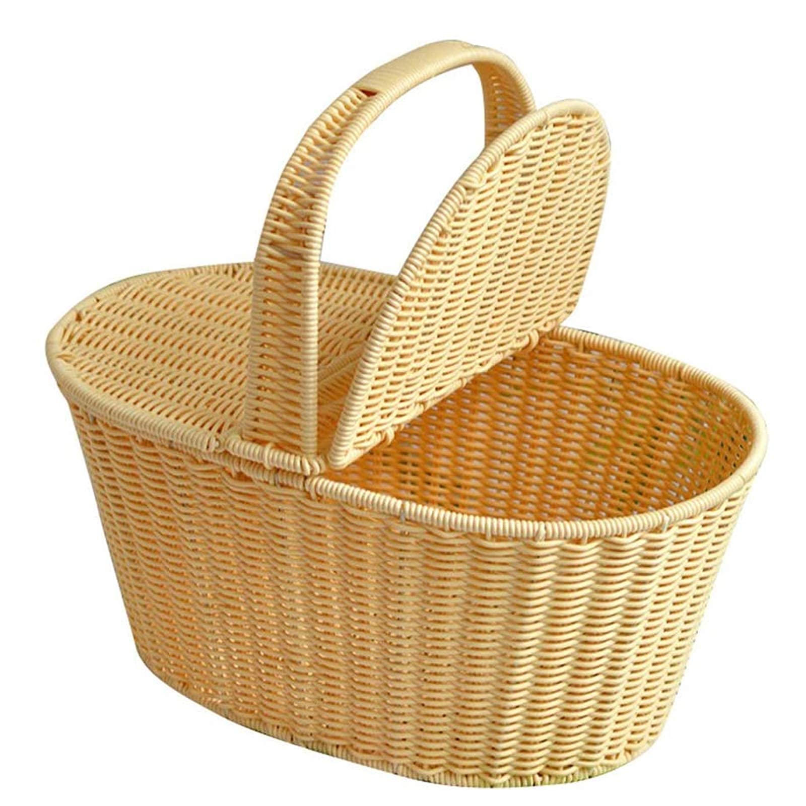 Vintage Style Picnic Basket with Lid & Handle - Insulated Food Storage Hamper for Sandwiches, Bread, Wine - Perfect for Outdoor Picnics, Beach Parties, BBQs & Romantic Dates