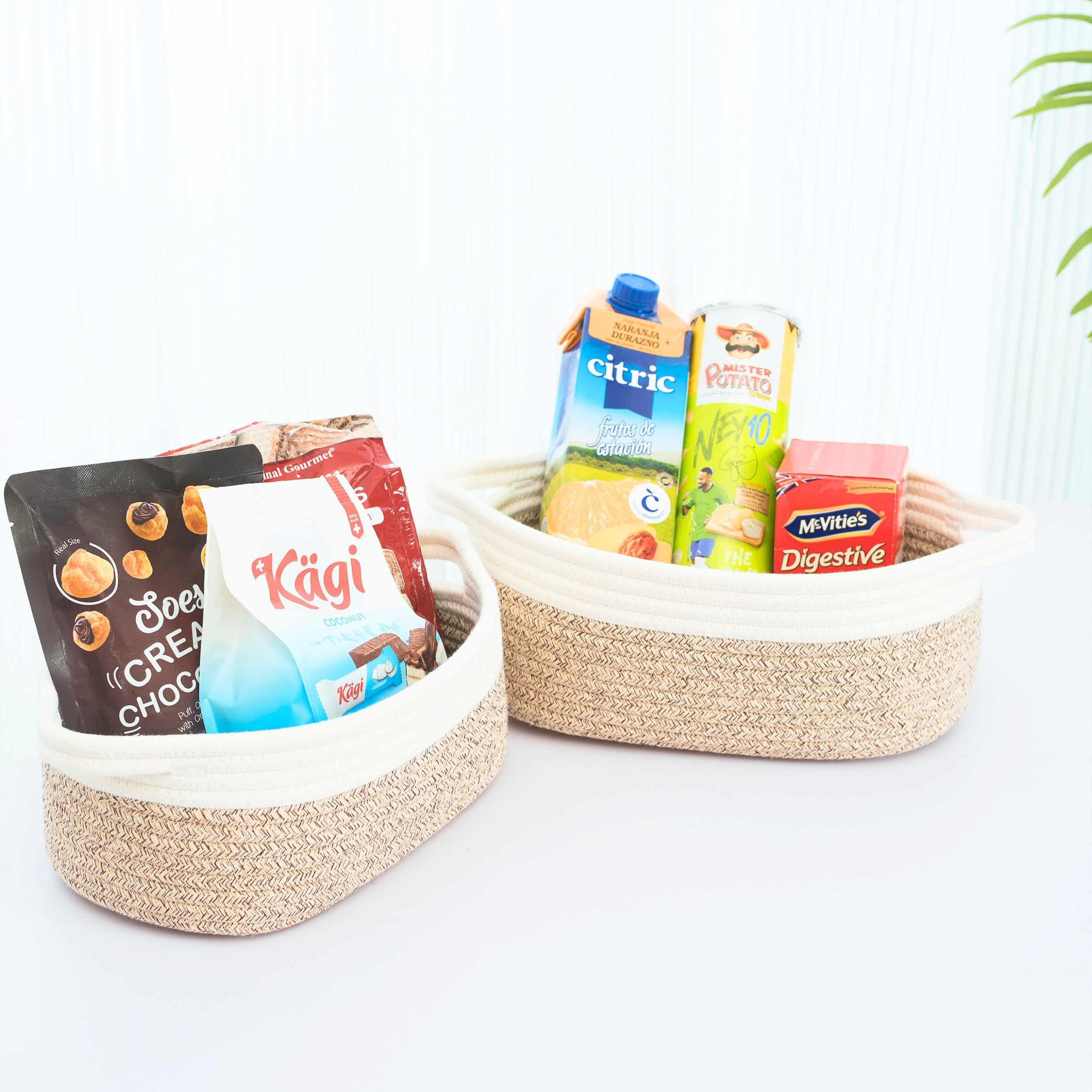 MINTWOOD 5-Piece Woven Storage Basket Set - Small Decorative Organizer for Shelves, Bathroom, Toys & Gifts - Light Brown Dot Pattern - Perfect for Home Organization, Nursery Storage & Pet Supplies
