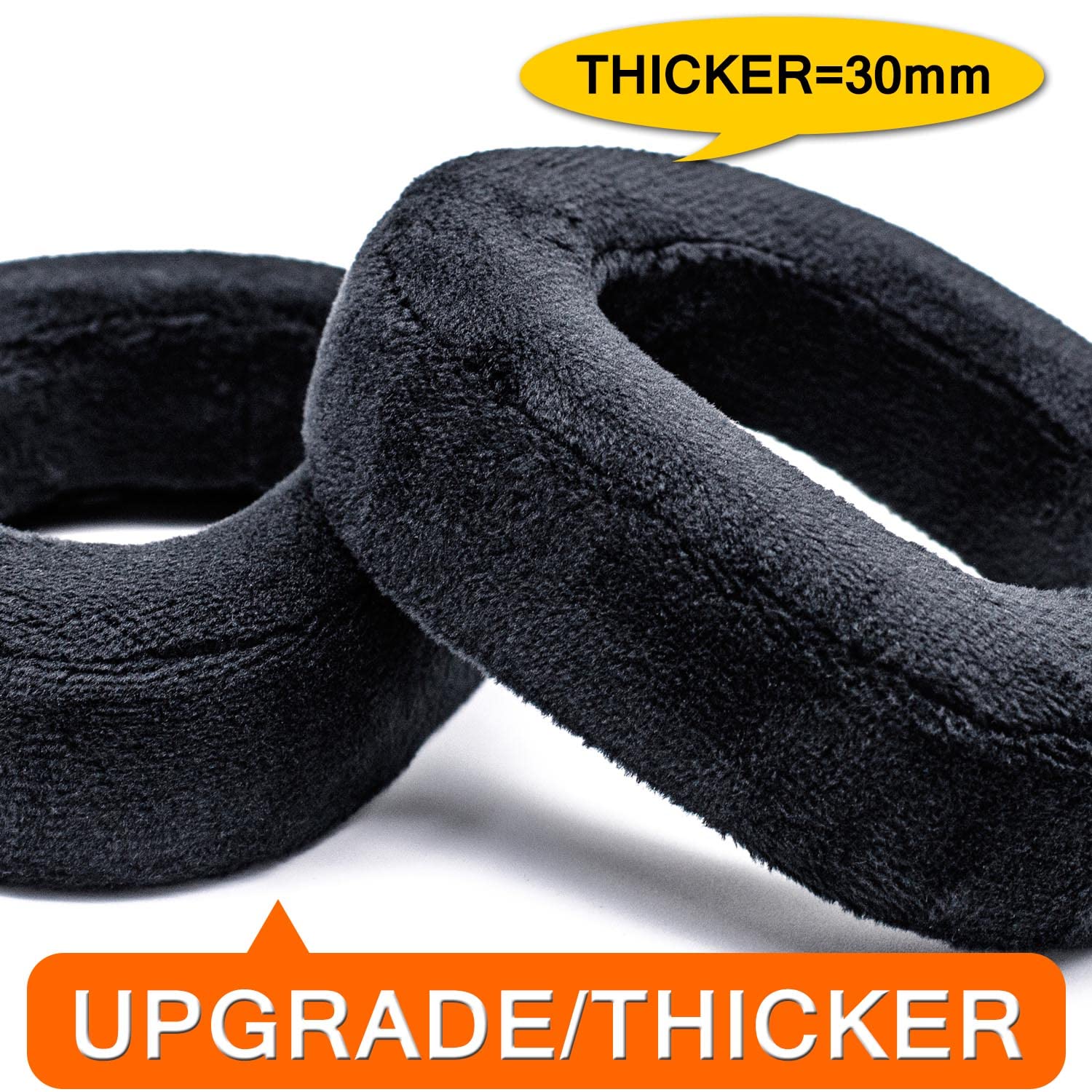 HS80 RGB Wireless Headset Replacement Ear Pads - Black Velour Memory Foam Ear Cushions for Comfort & Noise Isolation - Perfect for Gaming, Music & Long Wear Sessions