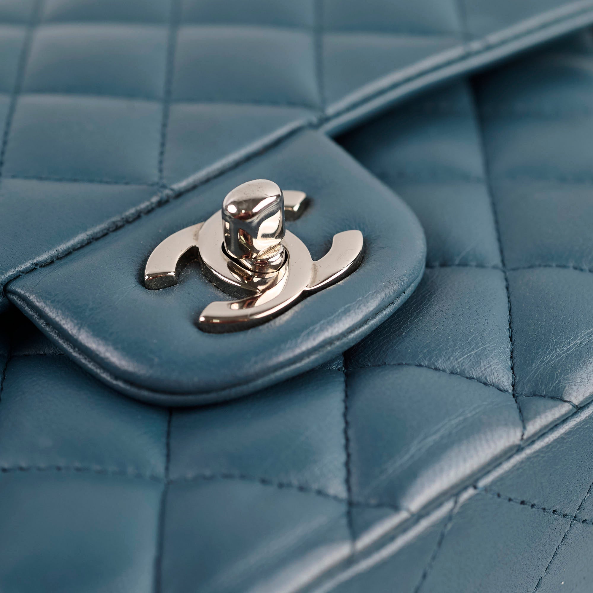 Chanel Medium/Large Double Classic Flap Bag in Blue - Luxury Designer Handbag for Women | Perfect for Work, Evening Events & Everyday Use
