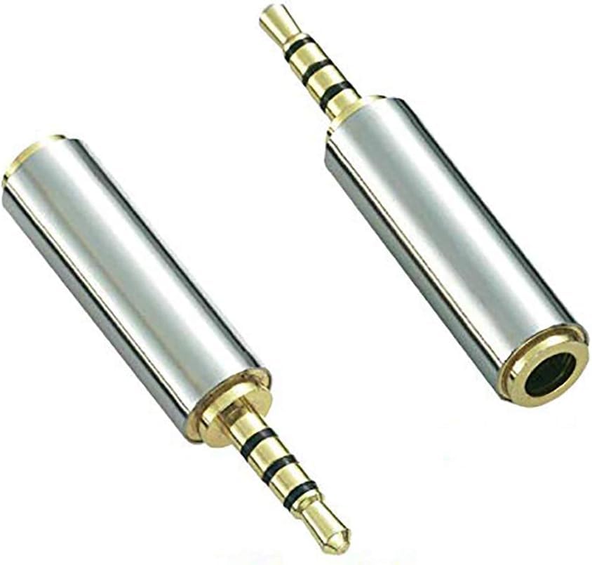 2.5mm Male to 3.5mm Female Gold Plated Audio Adapter - 2 Pack Stereo/Mono Aux Converter for Headphones, Earphones, Headsets - Perfect for Car Audio, Home Theater & Mobile Devices
