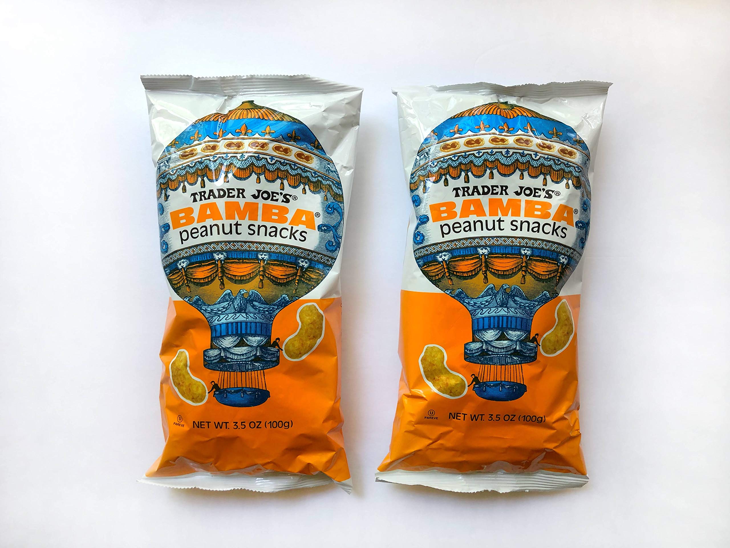 Trader Joe's Israel Bamba Peanut Snacks 3.5oz (100g) - 2 Pack Kosher Pareve Crunchy Peanut Puffs - Perfect for School Lunches, Road Trips & Healthy Snacking