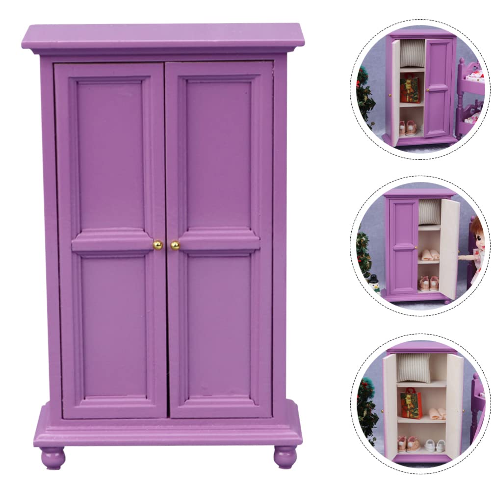 iBasenice Miniature Doll House Wardrobe - Wooden Doll Closet Toy for 1:12 Scale Dollhouse Furniture, DIY Miniature House Kit for Kids & Collectors - Perfect for Dollhouse Decor, Role Play & Display