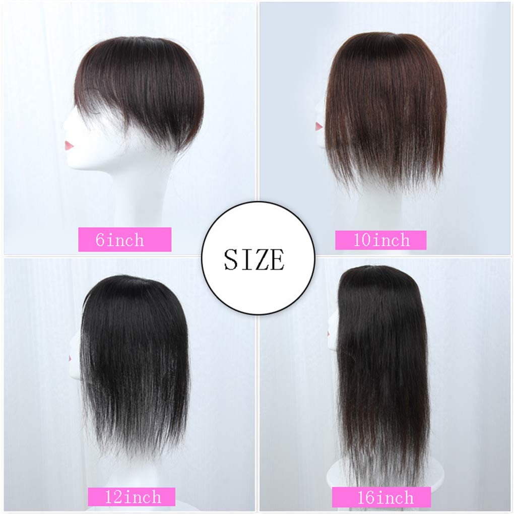 7x10cm Human Hair Toppers Clip in with Bangs - Mono Crown Topper Wiglet for Women, 14