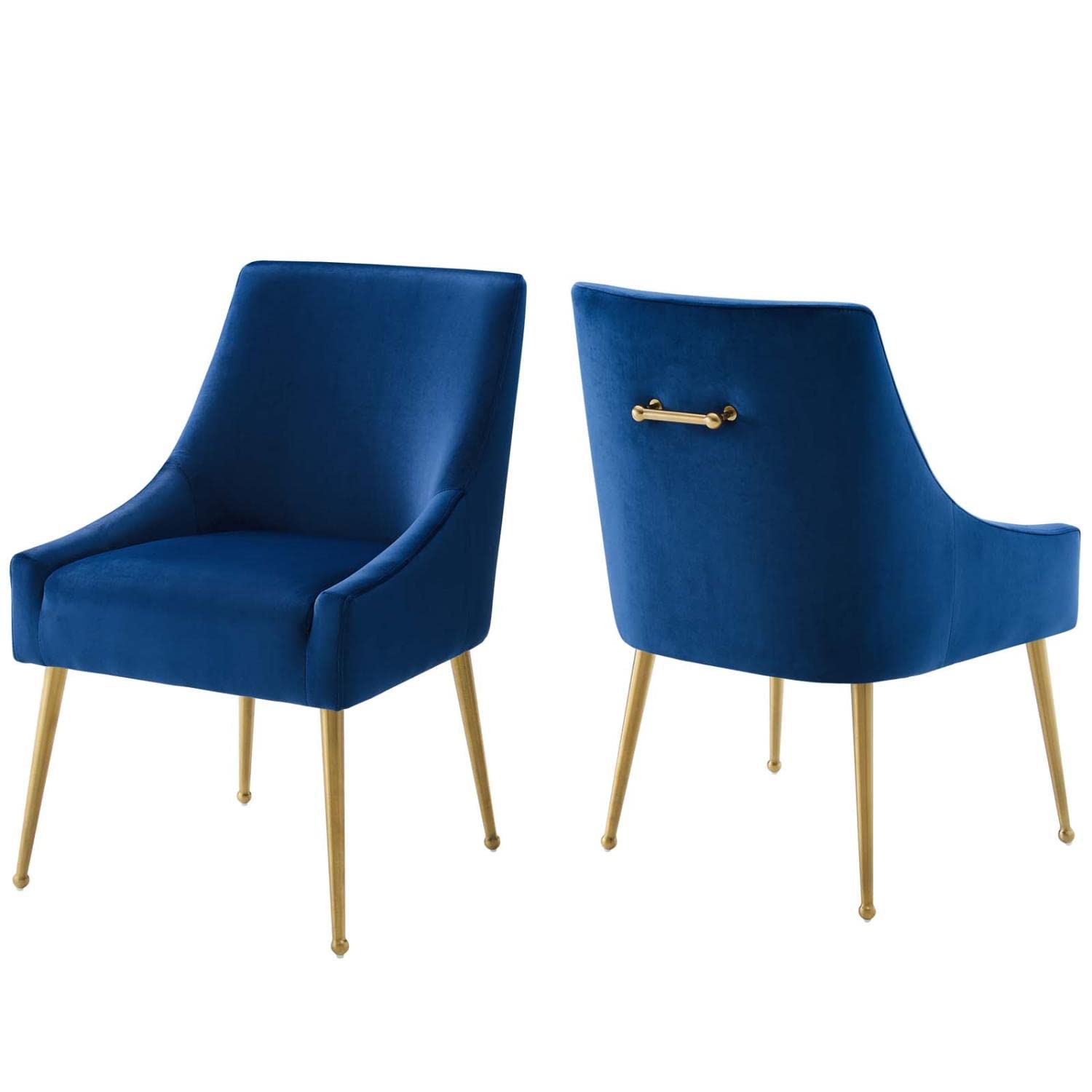 Modway Discern Upholstered Velvet Dining Chairs Set of 2 - Navy Blue Modern Kitchen Chairs for Dining Room, Restaurant & Home Decor