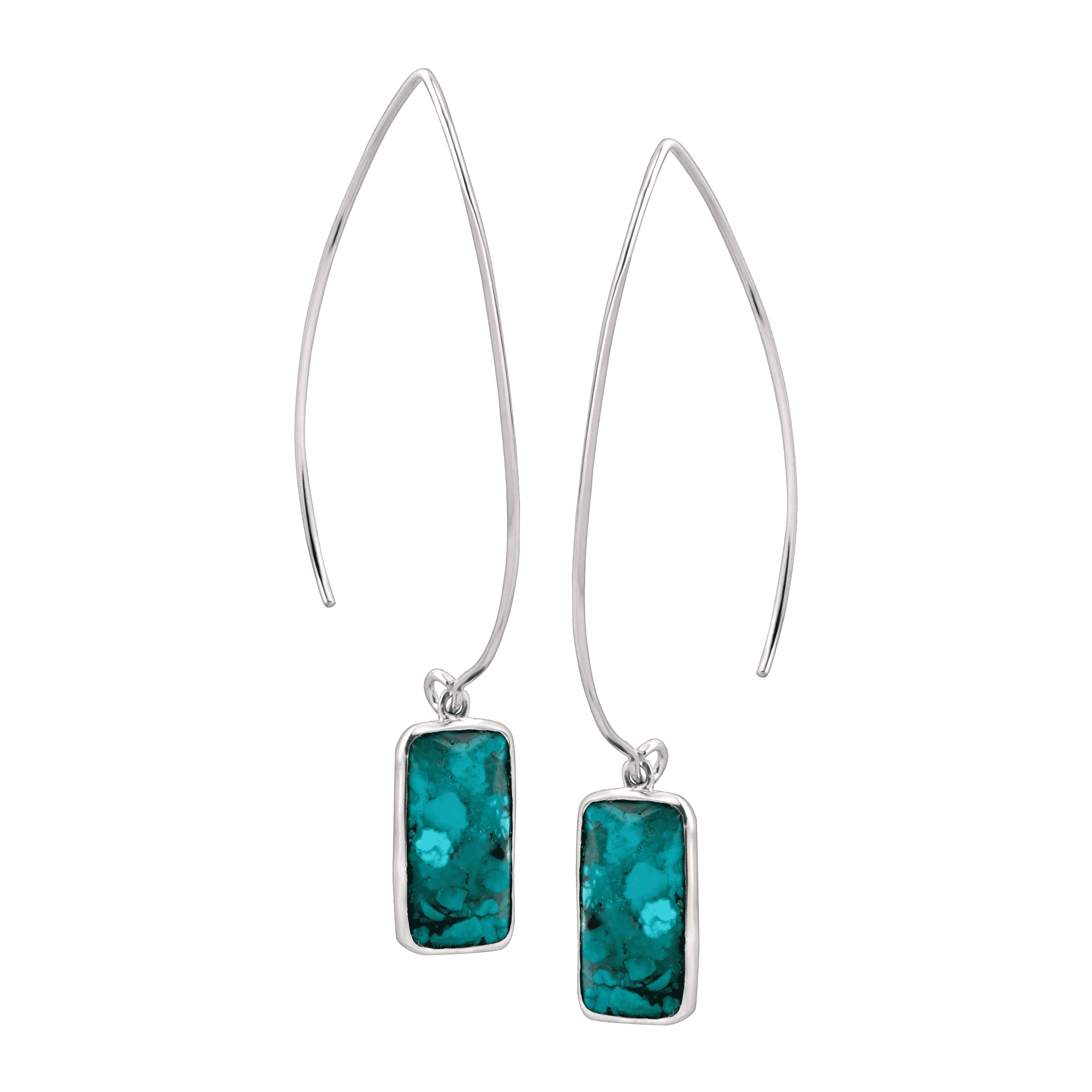Silpada 'Oasis' Sterling Silver Compressed Turquoise Drop Earrings | Handmade Boho Jewelry for Women | Perfect for Weddings, Parties & Everyday Wear
