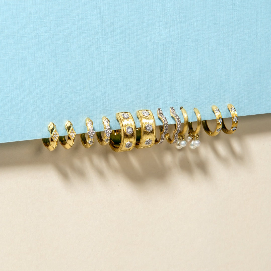 Jude Frances Ruth Diamond Star Hoop Earrings - 14K Gold Plated Dainty Star Stud Earrings for Women, Perfect for Everyday Wear, Parties & Gifts