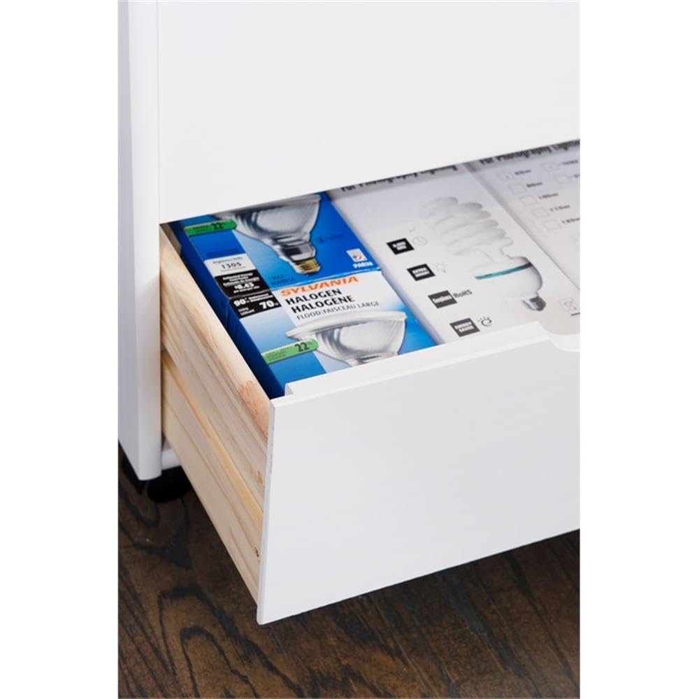8-Drawer White Wash Wood Storage Cart - Transitional Style Organizer for Bedroom, Bathroom, or Office Storage