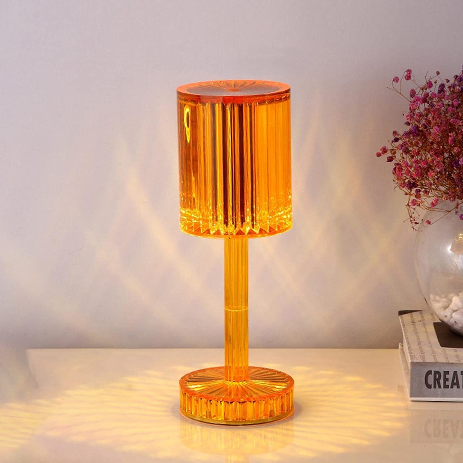 Touch Control Gatsby Crystal Lamp - Modern Nightstand Lamp with USB Port & 3-Way Dimmable Light, Decorative Bedside Lamp for Bedroom, Living Room, Office - Perfect for Reading, Relaxing & Nighttime Ambiance