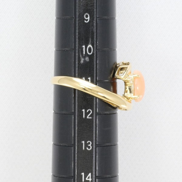 18K Yellow Gold Coral Diamond Ring for Women - Elegant Handmade Jewelry for Weddings, Anniversaries & Special Occasions