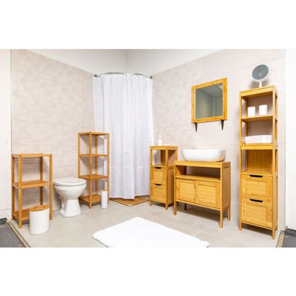 Bamboo Laundry Cabinet with Pull-Out Basket & Storage Shelf - Space-Saving Organizer for Bathroom, Bedroom, or Closet