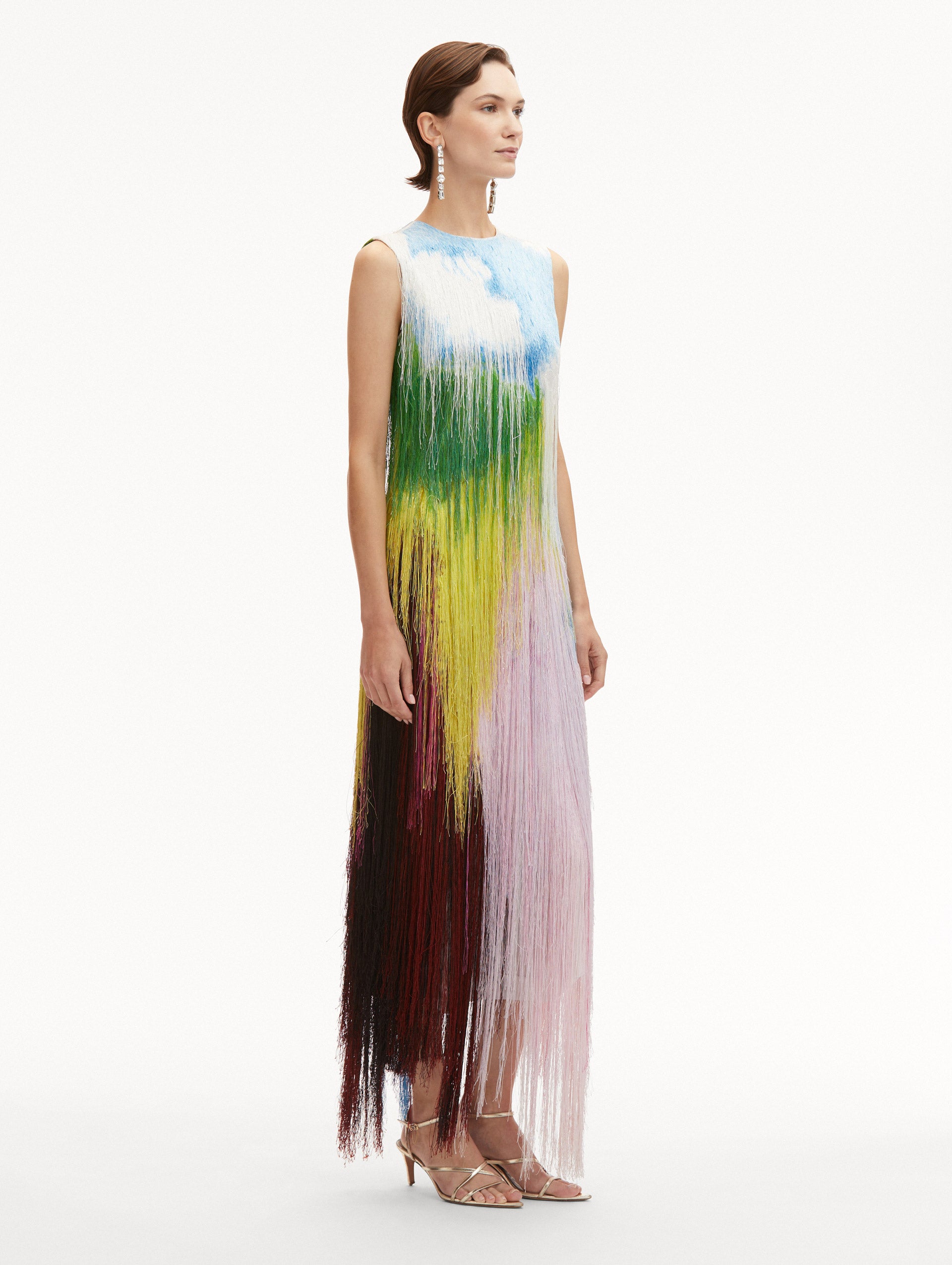 Elegant Abstract Watercolor Fringe Cocktail Dress for Women - Perfect for Evening Parties, Weddings & Special Occasions