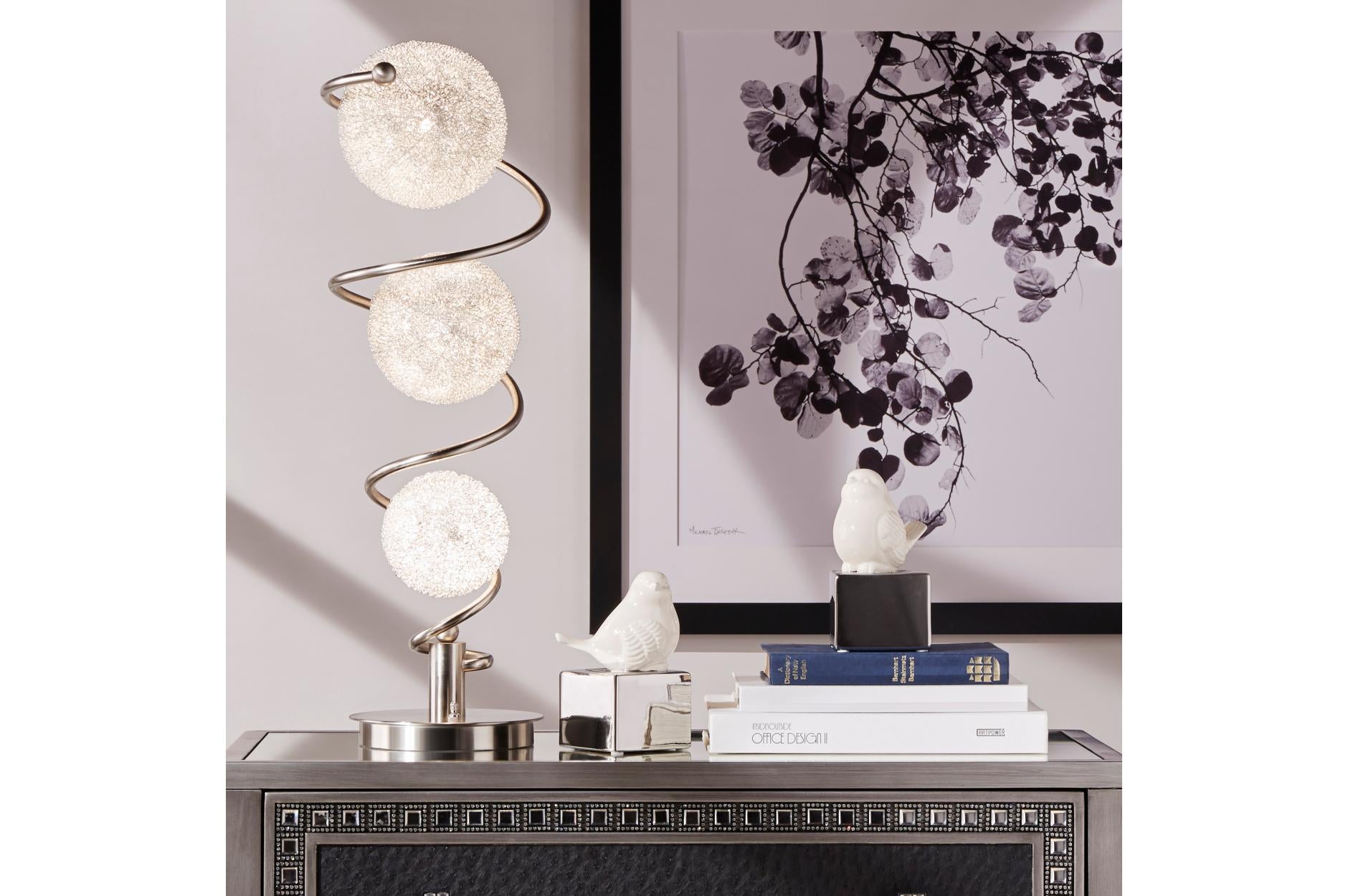 Modern Spiral Table Lamp with Wired Shades - Stylish Home & Office Lighting for Bedroom, Living Room, and Study Desk