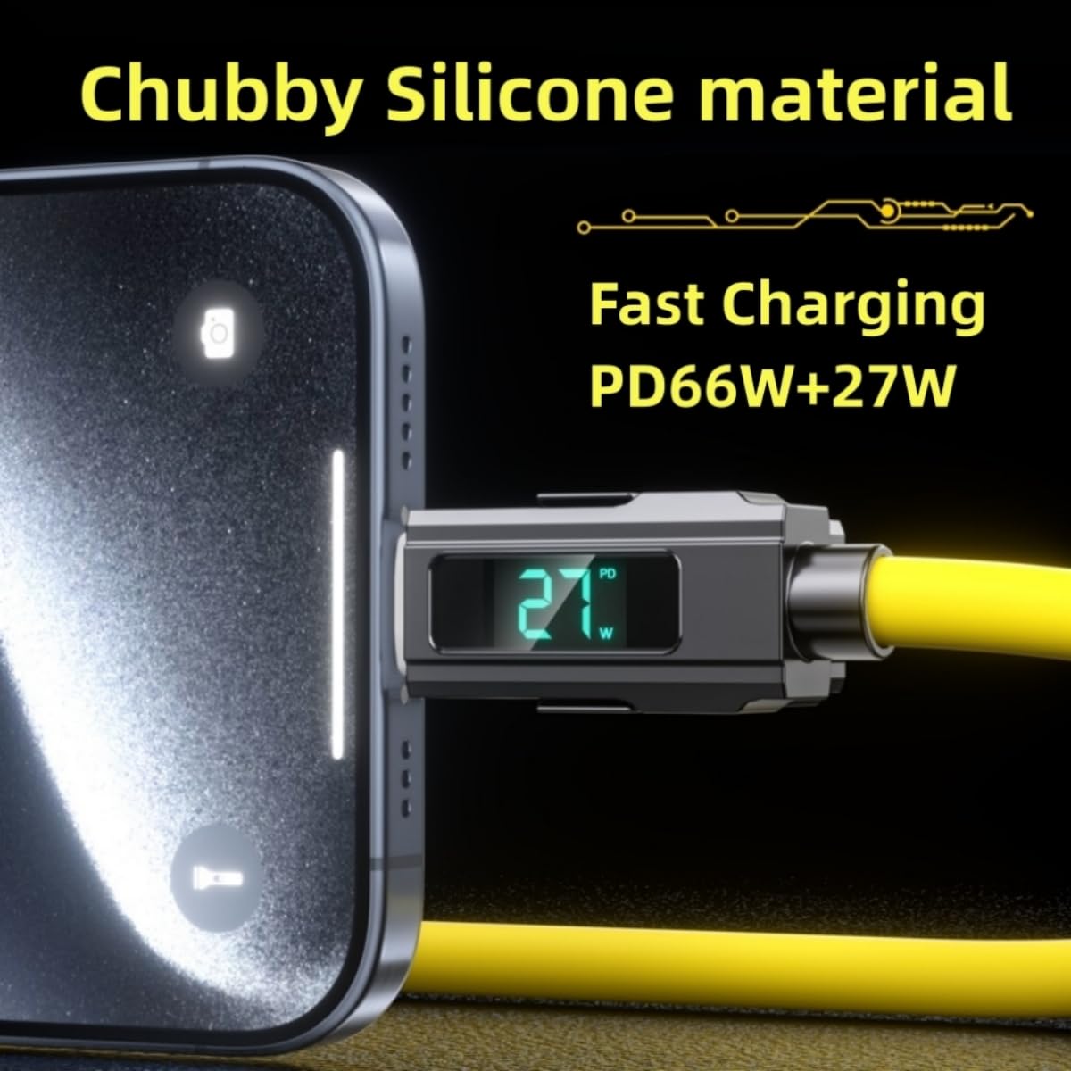4-in-1 USB C Charging Cable with LED Display - 5ft Fast Charging & Data Sync Cable for iPhone 16/15/14/13/12, iPad, MacBook, Samsung Galaxy S24/S23/S22 - Includes Durable EVA Case & Chubby Silicone Design - Perfect for Travel, Office and Home Charging Needs