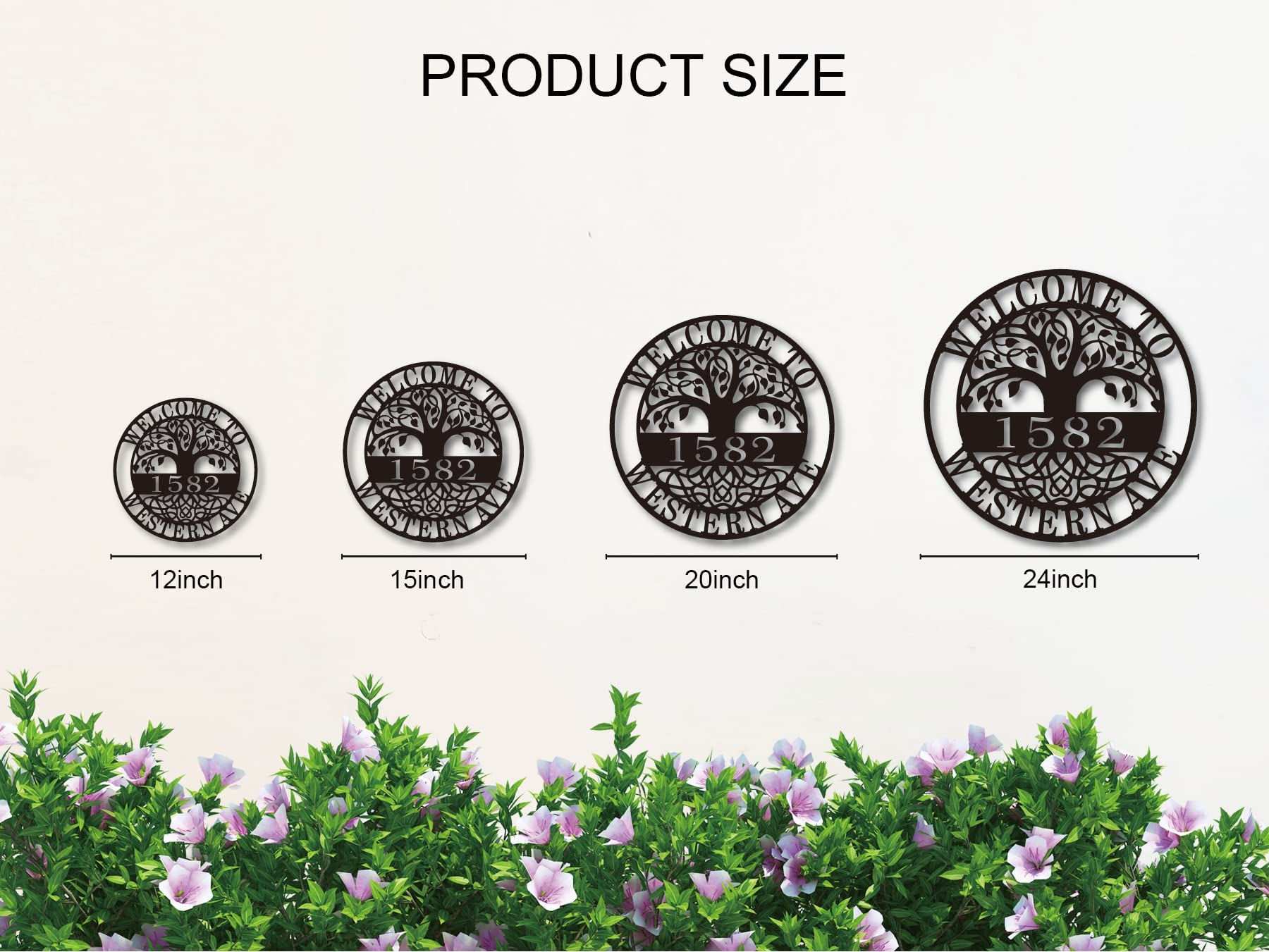 Custom Metal House Numbers for Outdoor - Personalized Modern Address Plaque Sign, Durable Yard Numbers for Home (Circle Tree Design) - Perfect for Front Door, Mailbox & Garden Decor