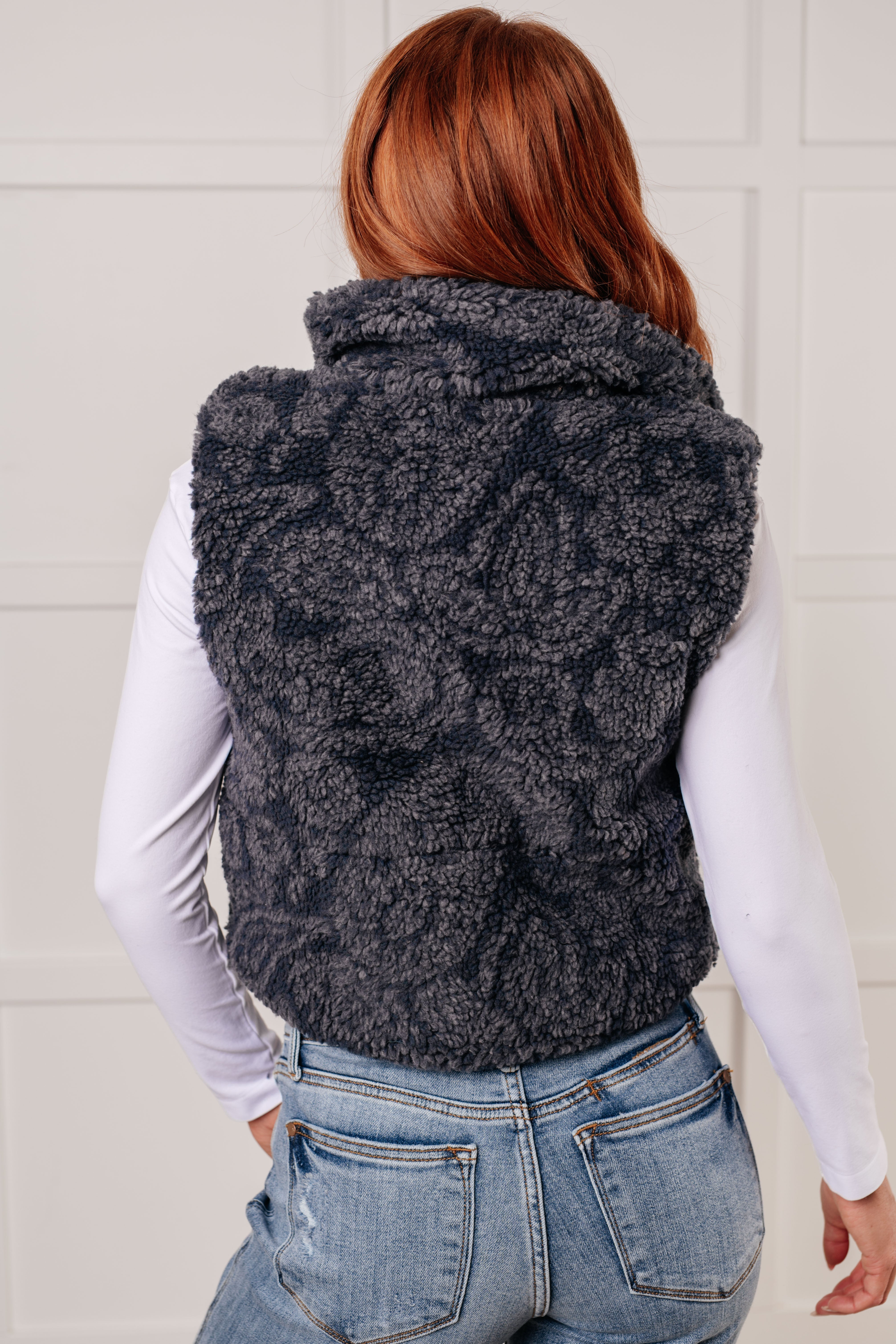 Just One More Layer Paisley Sherpa Print Vest - Women's Fashion Winter Warm Fleece Vest for Layering Outfits | Perfect for Casual Wear, Office Style & Outdoor Activities