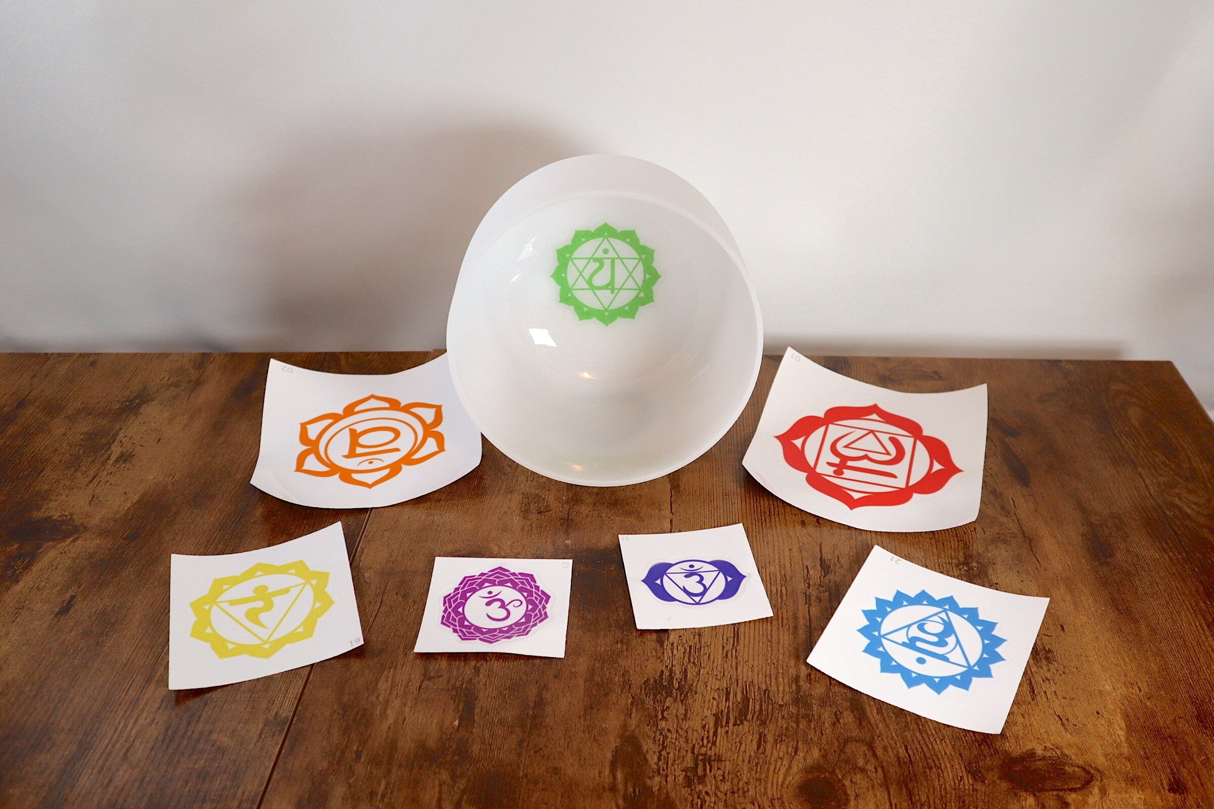 Chakra Engram Decals - Transform Your Frosted White 7-Piece Singing Bowl Set into Chakra Printed Set | Perfect for Meditation, Yoga & Spiritual Performances | Enhance Symbolism & Visualization