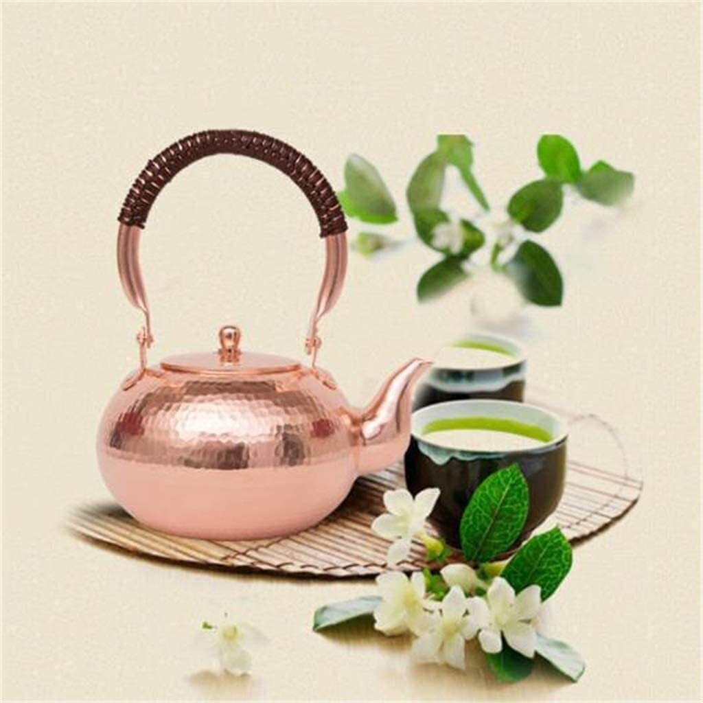 1.3L Copper Tea Kettle for Stove & Induction Cooker - Traditional Handmade Tea Pot & Coffee Server - Perfect for Home, Office & Camping Use