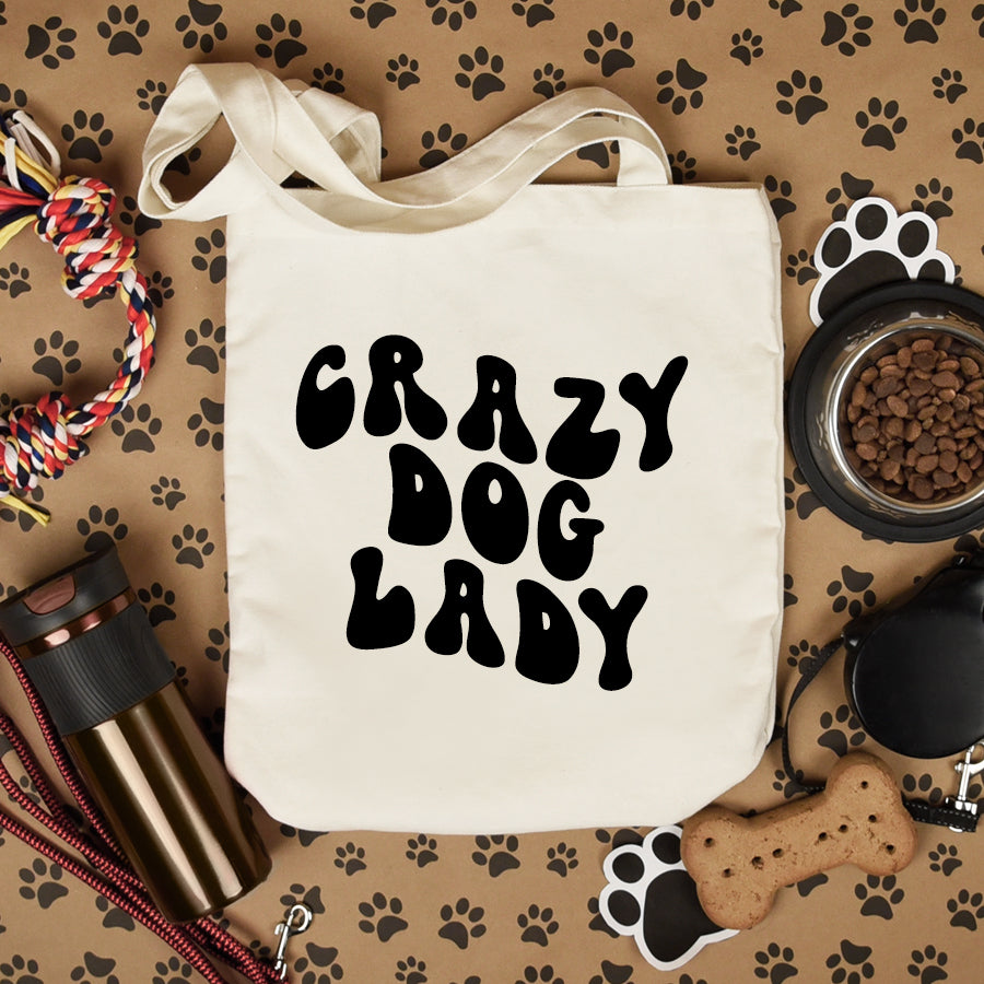 Crazy Dog Lady Tote Bag - Large Durable Canvas Shopping Bag for Women - Perfect for Dog Lovers, Grocery Shopping, Beach Trips & Daily Use