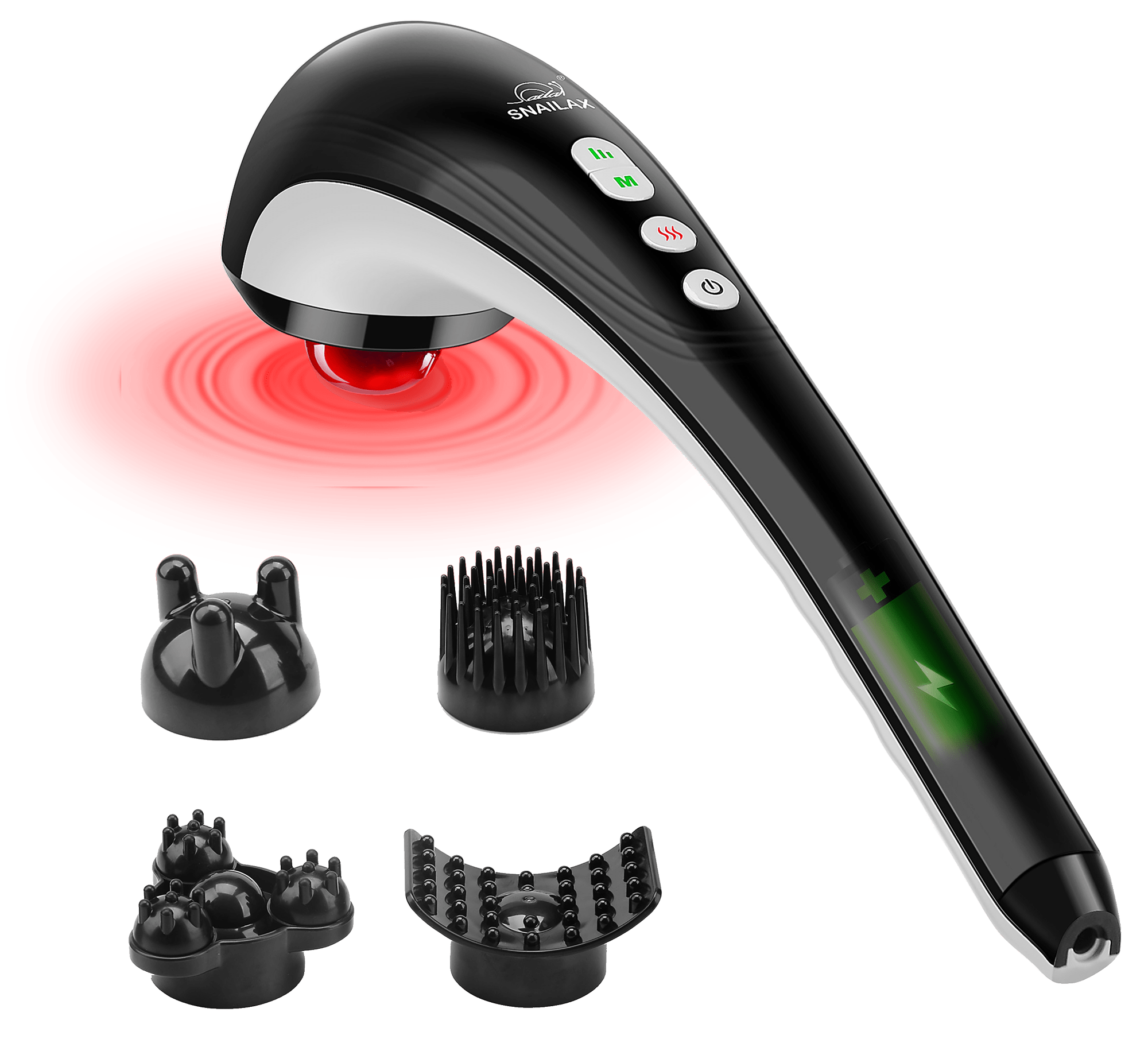 Rechargeable Cordless Handheld Percussion Massage Gun with Heat - Portable Deep Tissue Muscle Massager for Back, Neck & Shoulder Pain Relief - Perfect for Home, Office & Travel Use