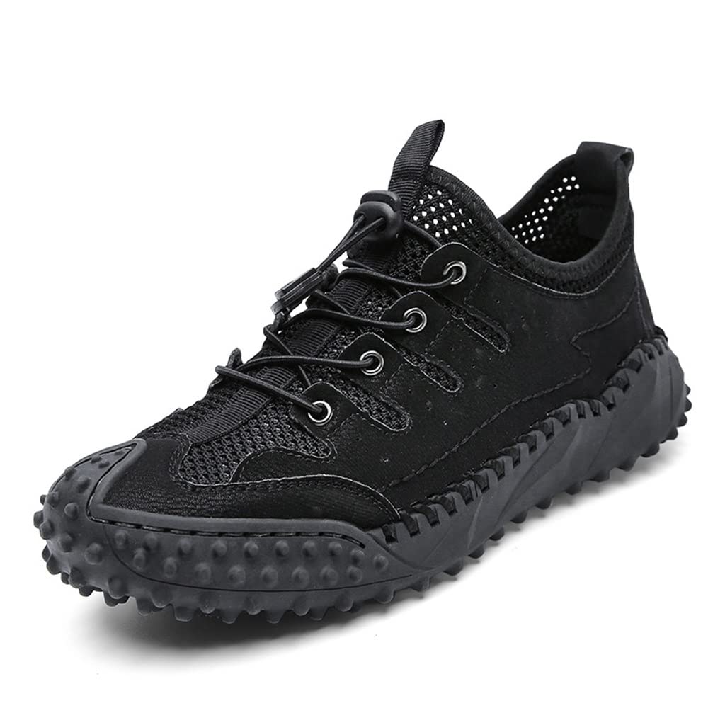 Breathable Handmade Men's Casual Sneakers - Lightweight Outdoor Wading Shoes for Hiking & Travel (Black, Size 41cm) | Perfect for Daily Wear, Gym & Adventure Activities