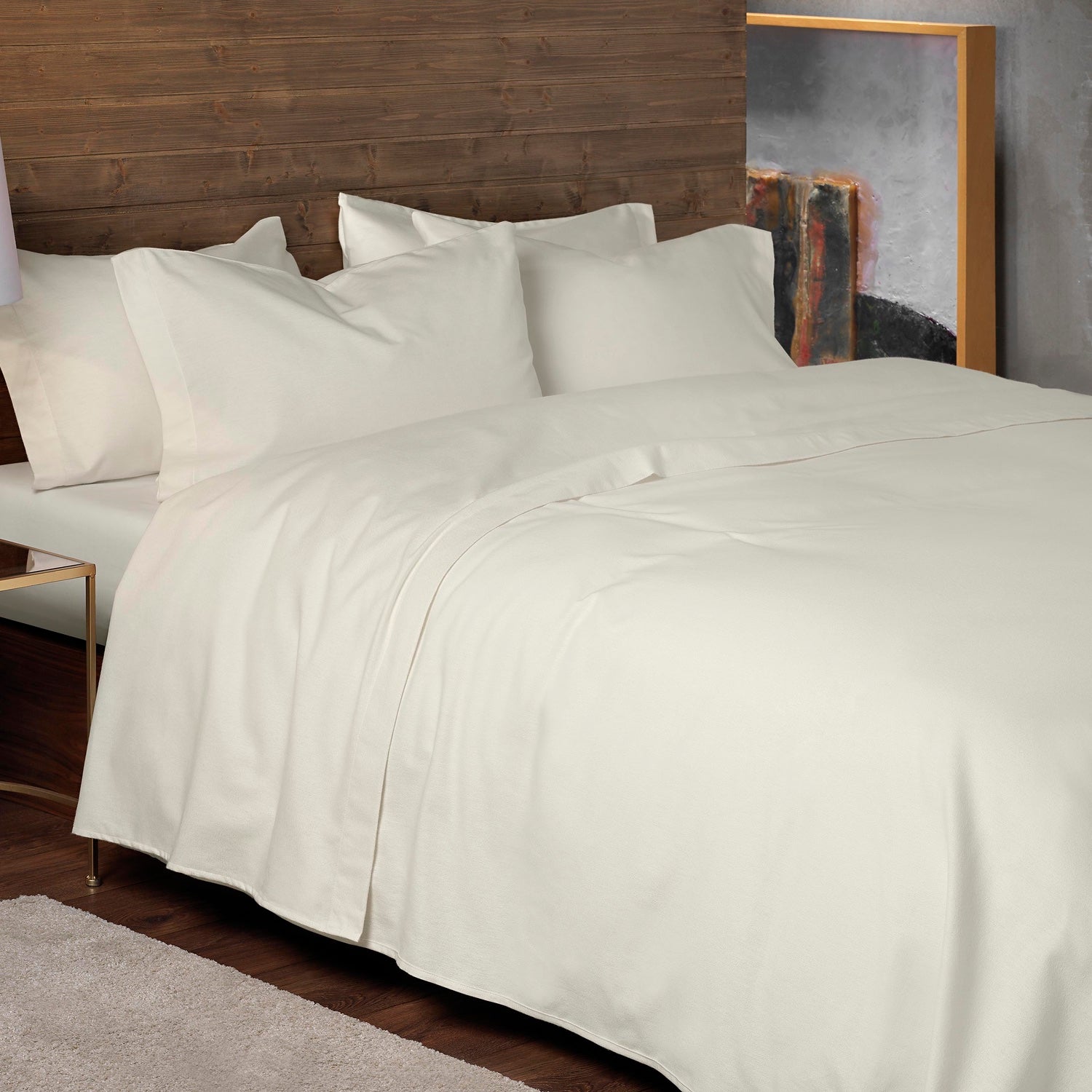 Luxury Brushed Cotton Bed Sheets - 33cm Extra Deep Pocket, Cream Color - Ultra Soft & Breathable for All-Season Comfort - Perfect for Master Bedroom, Guest Room & Airbnb