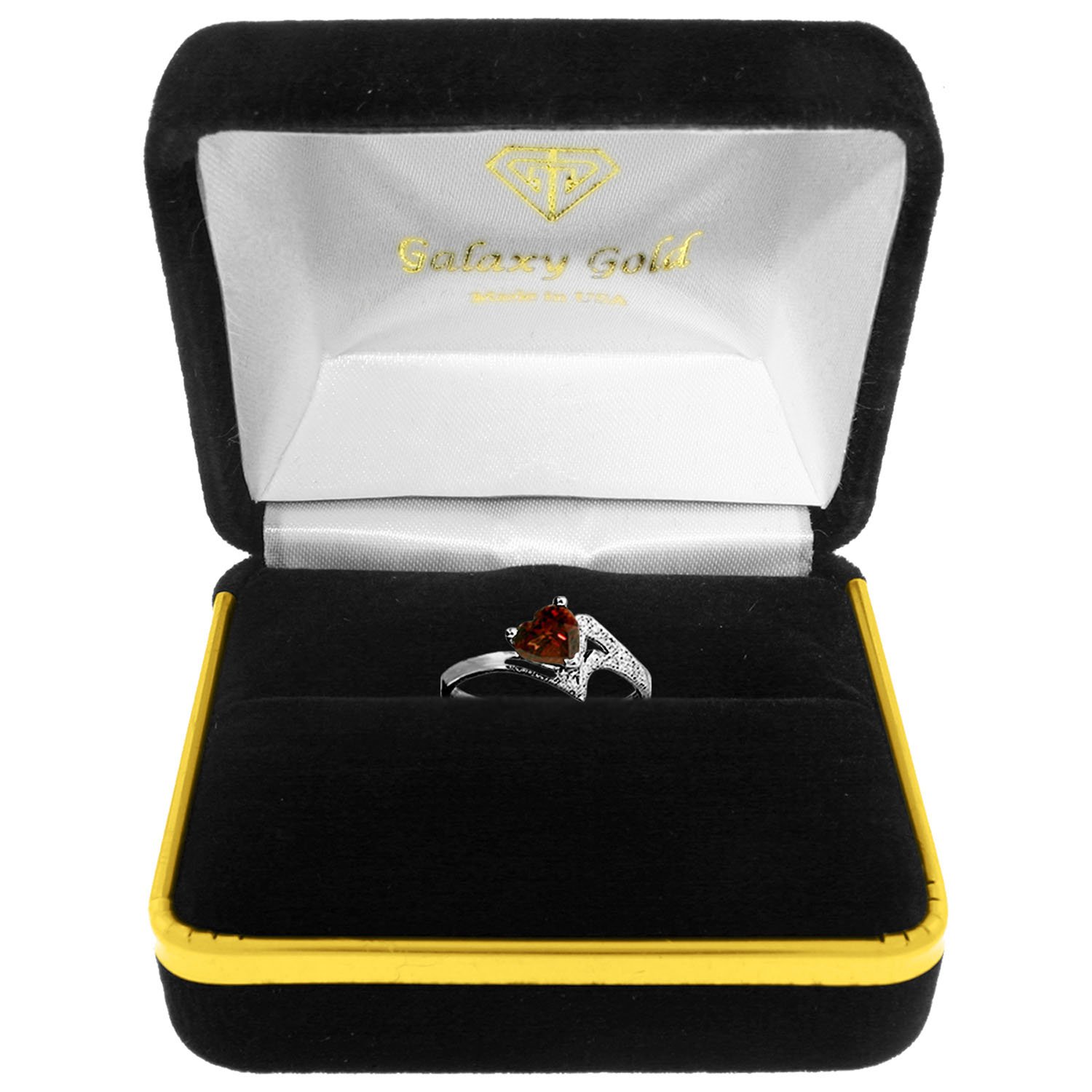 14K Solid White Gold Heart-Shaped Garnet Ring for Women - Elegant Valentine's Day Gift, Anniversary Jewelry & Romantic Proposal Ring