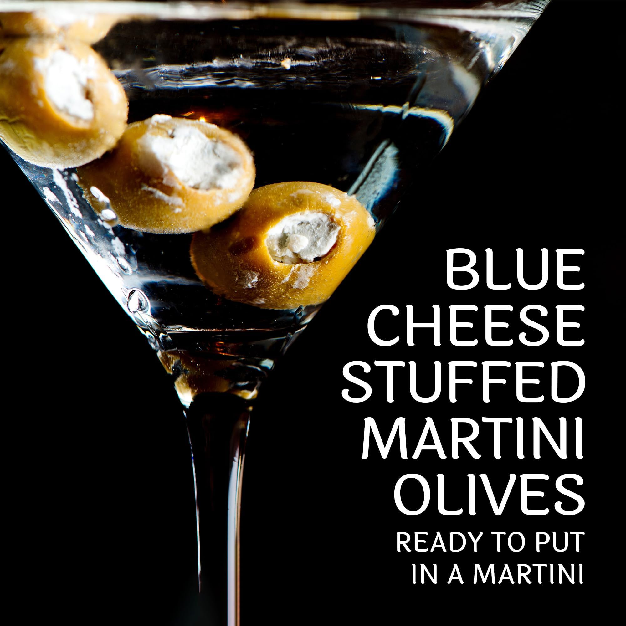 Premium Blue Cheese Stuffed Green Olives - Gourmet Cocktail Olives for Martinis, Bloody Marys & Charcuterie Boards - Sable & Rosenfeld 5 oz (Pack of 6) - Perfect for Home Bars, Parties & Holiday Entertaining