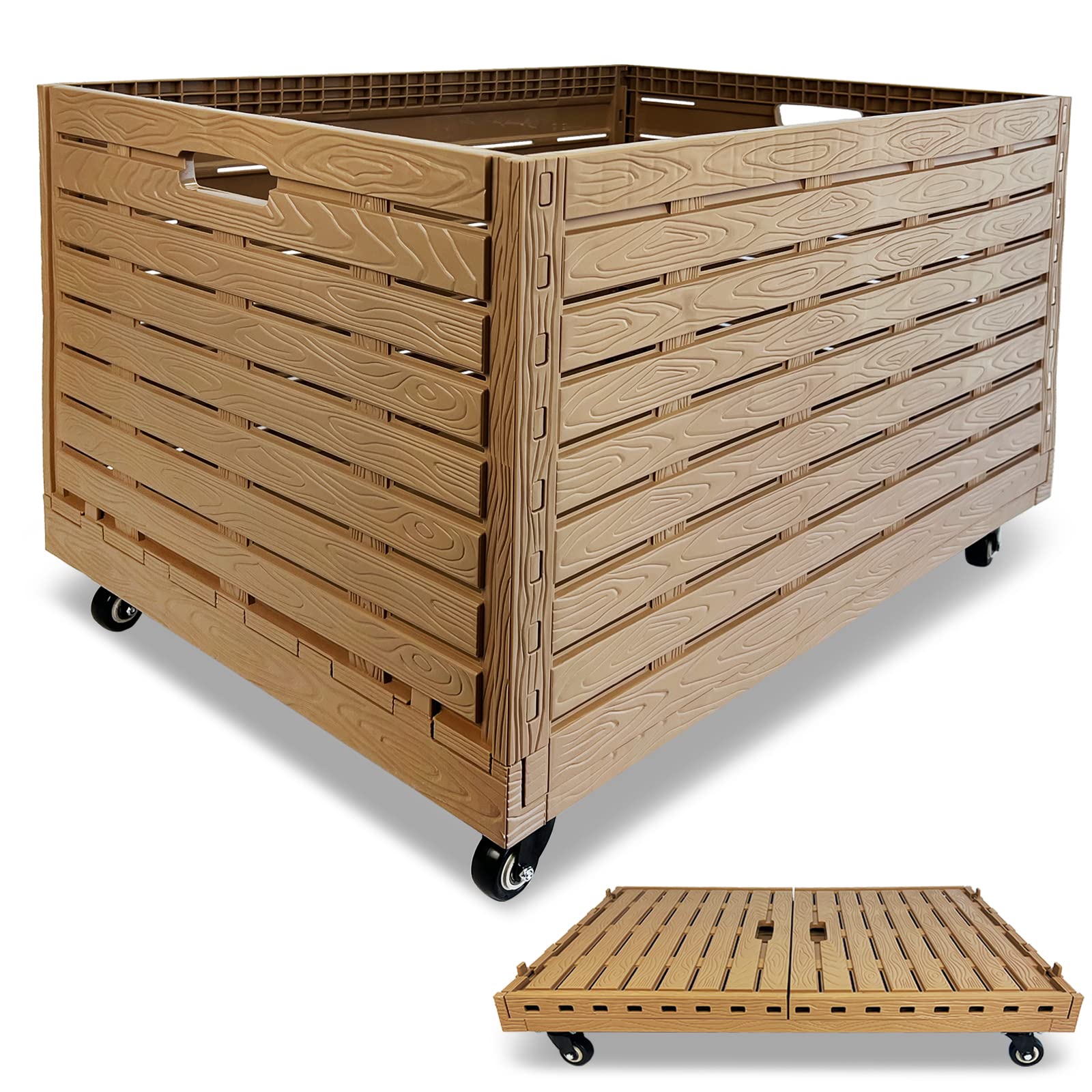 Heavy Duty Collapsible Rolling Crate with Wheels - 440lbs Capacity Foldable Storage Bin, Plastic Moving Dolly Cart for Travel, Shopping, Luggage & Office Use - Removable 360° Swivel Wheels - Perfect for Home Organization, Warehouse Storage & Furniture Moving