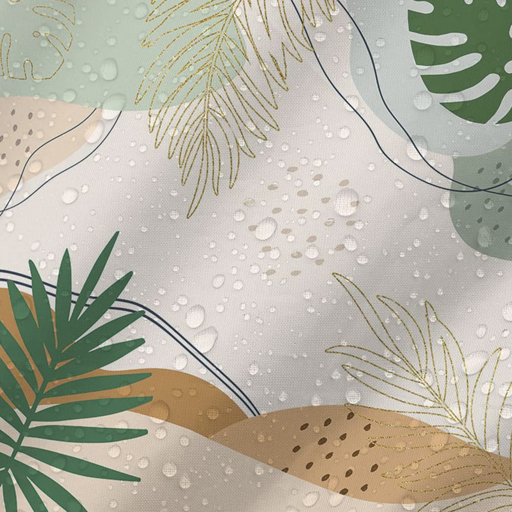 MEHOFOND Abstract Boho Mid Century Shower Curtain - Tropical Leaves Modern Minimalist Palm Leaf Botanical Fabric Waterproof Bathroom Decor - 72x72 Inches with 12 Hooks - Perfect for Boho, Tropical & Modern Bathroom Designs