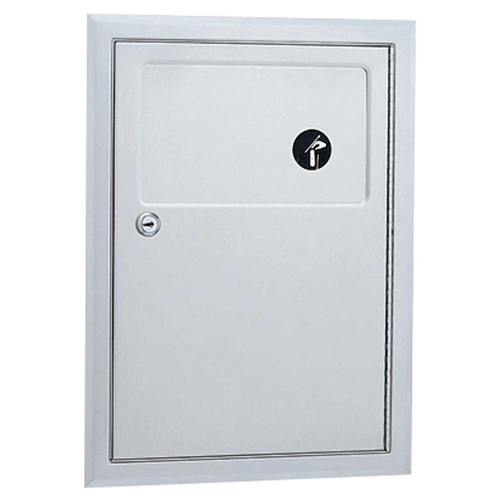 Bobrick B353 ClassicSeries Sanitary Napkin Disposal Unit - 1 Gallon Recessed Satin Finish | Wall-Mounted Feminine Hygiene Waste Bin for Restrooms, Bathrooms & Public Facilities