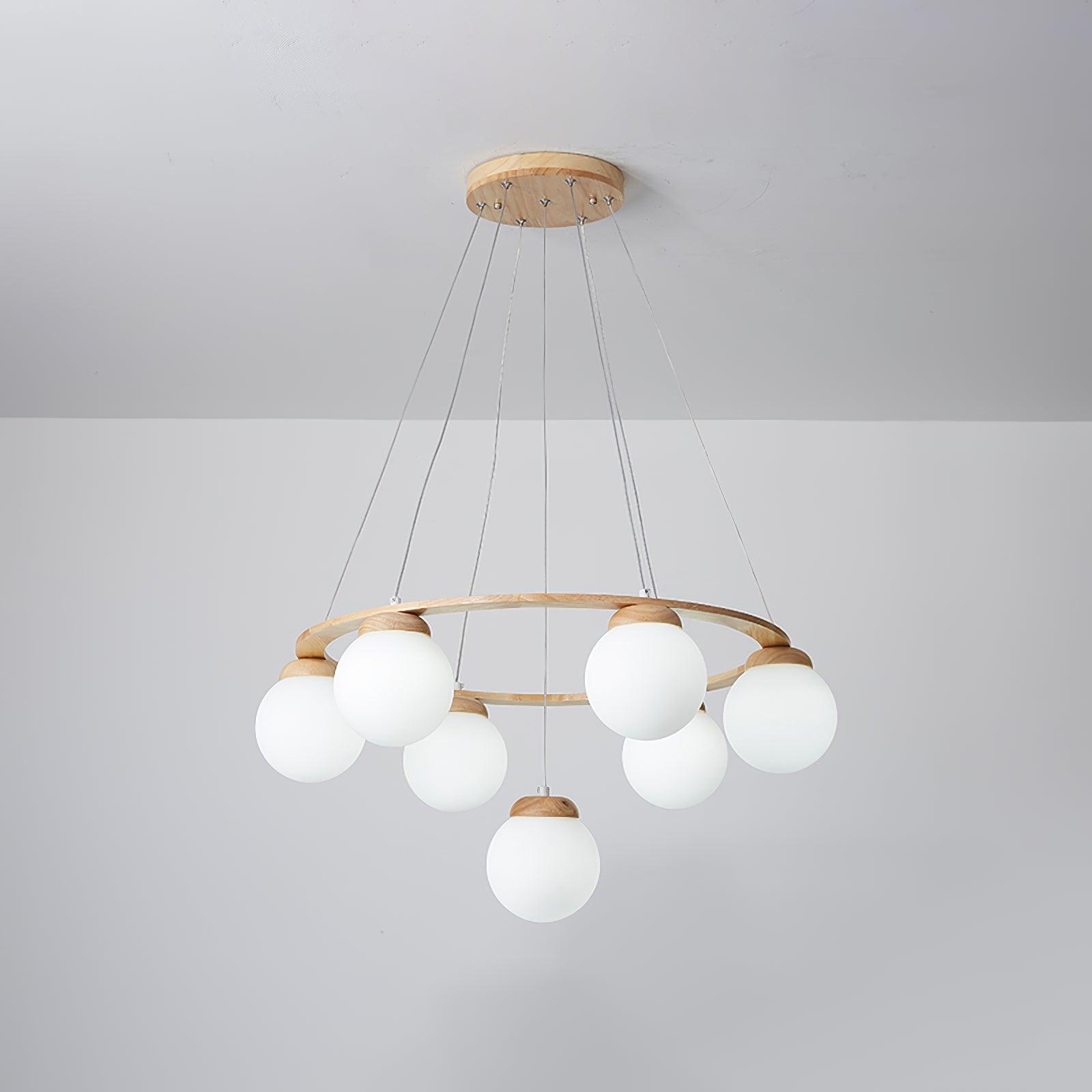 Elegant Miira Wooden Chandelier - Rustic Farmhouse Ceiling Light Fixture for Dining Room, Living Room & Bedroom Decor