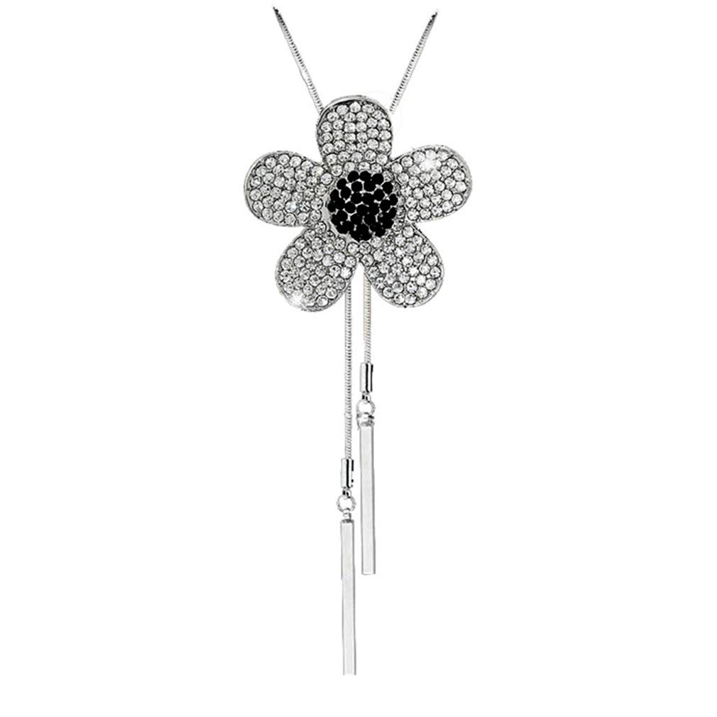 Elegant Floral Pendant Necklace for Women - Long Layering Chain Jewelry with Fringe Detail | Perfect for Casual Wear, Office & Special Occasions