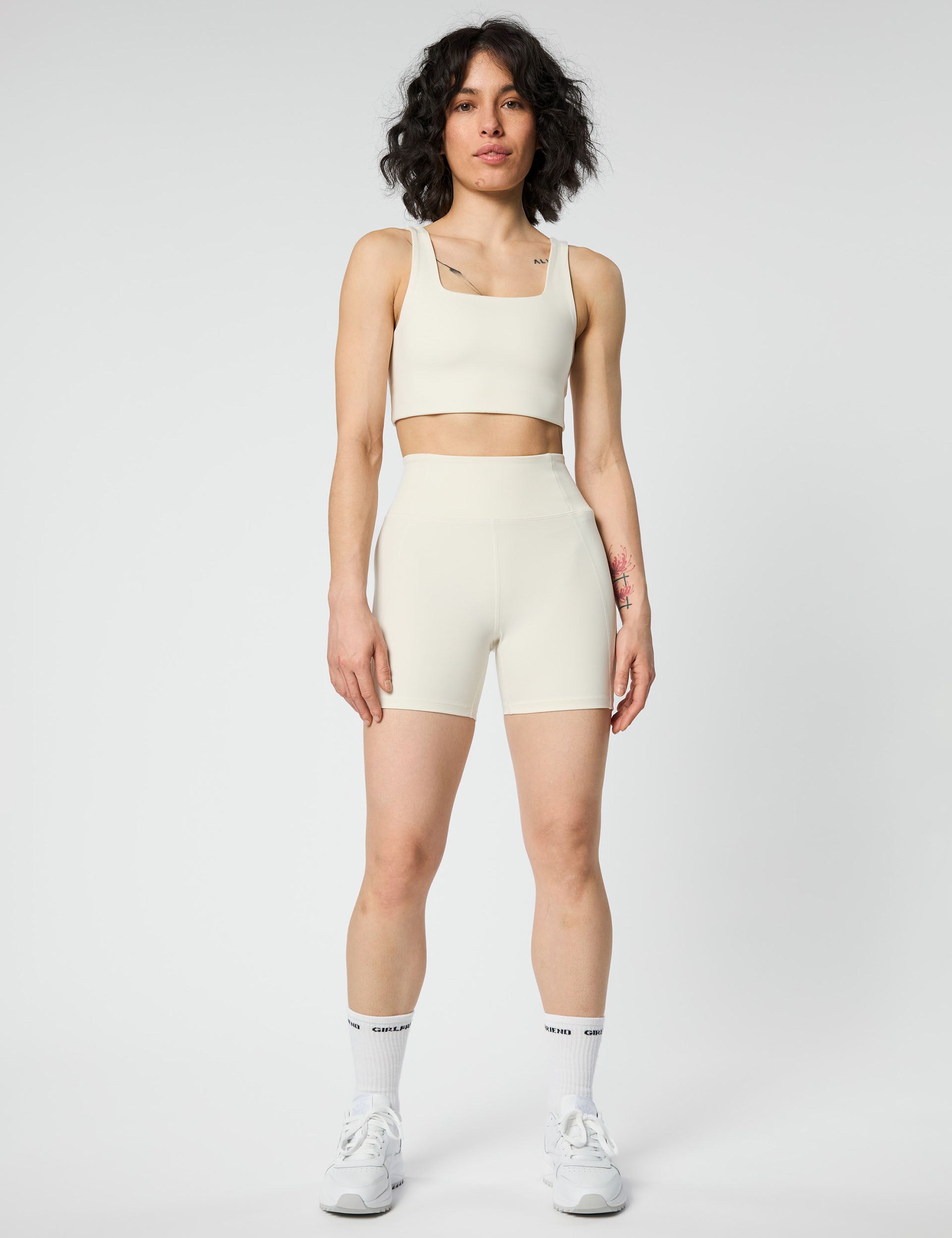 High Waisted Running Shorts for Women - Comfortable & Breathable Ivory Workout Shorts - Perfect for Jogging, Gym & Yoga
