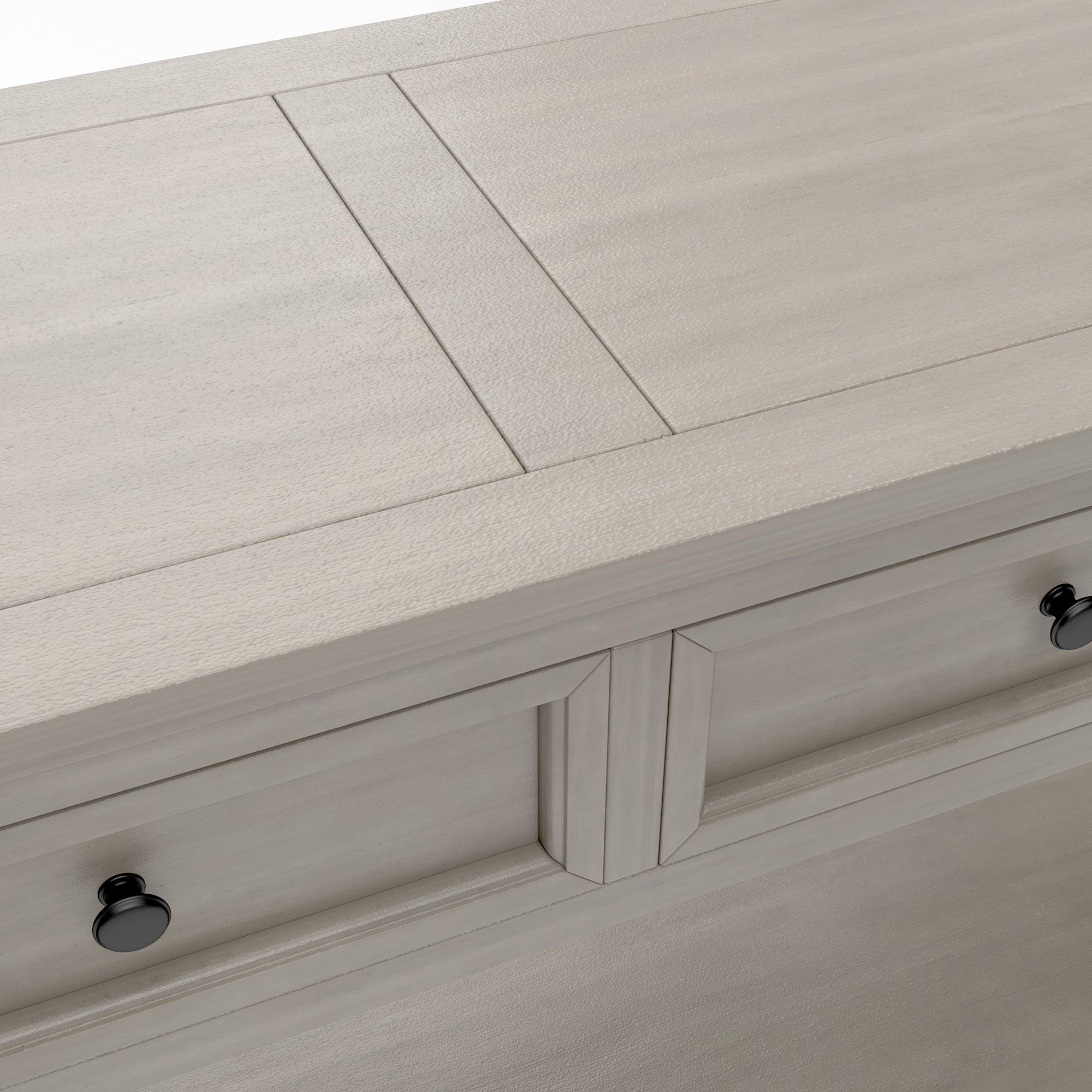 Gray Wash Console Table with Storage Drawers & Bottom Shelf - Entryway Sofa Table, Hallway Organizer for Keys, Mail & Decor | Perfect for Small Spaces & Apartment Living